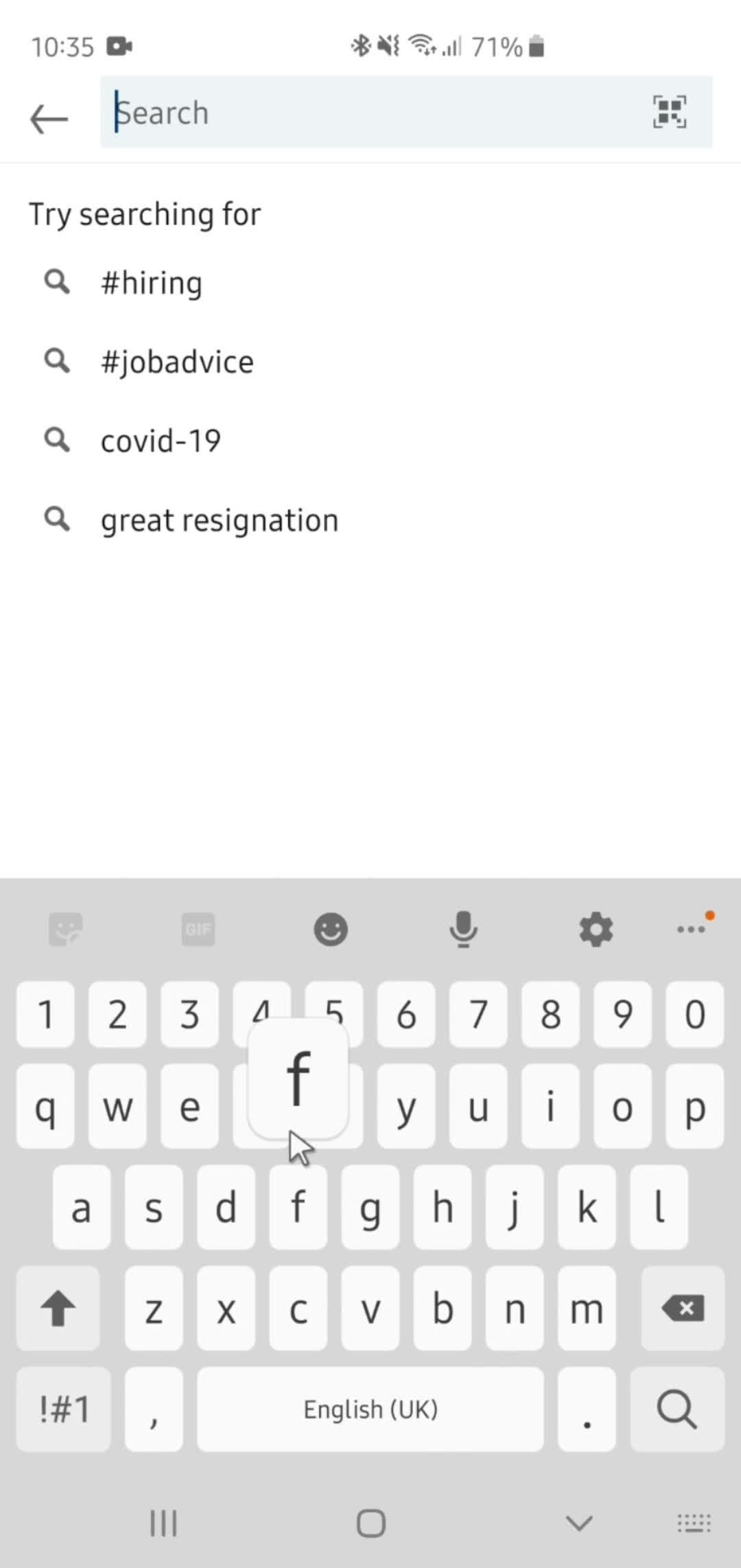 Searching screenshot