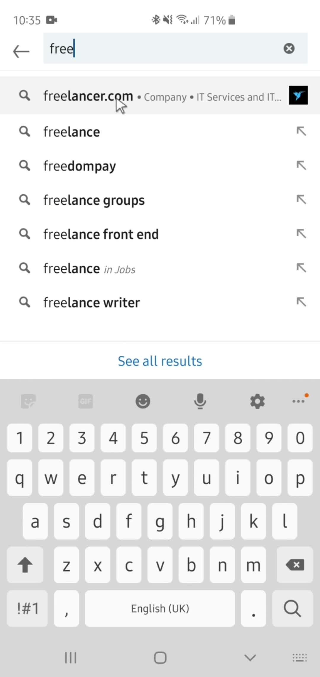 Searching screenshot