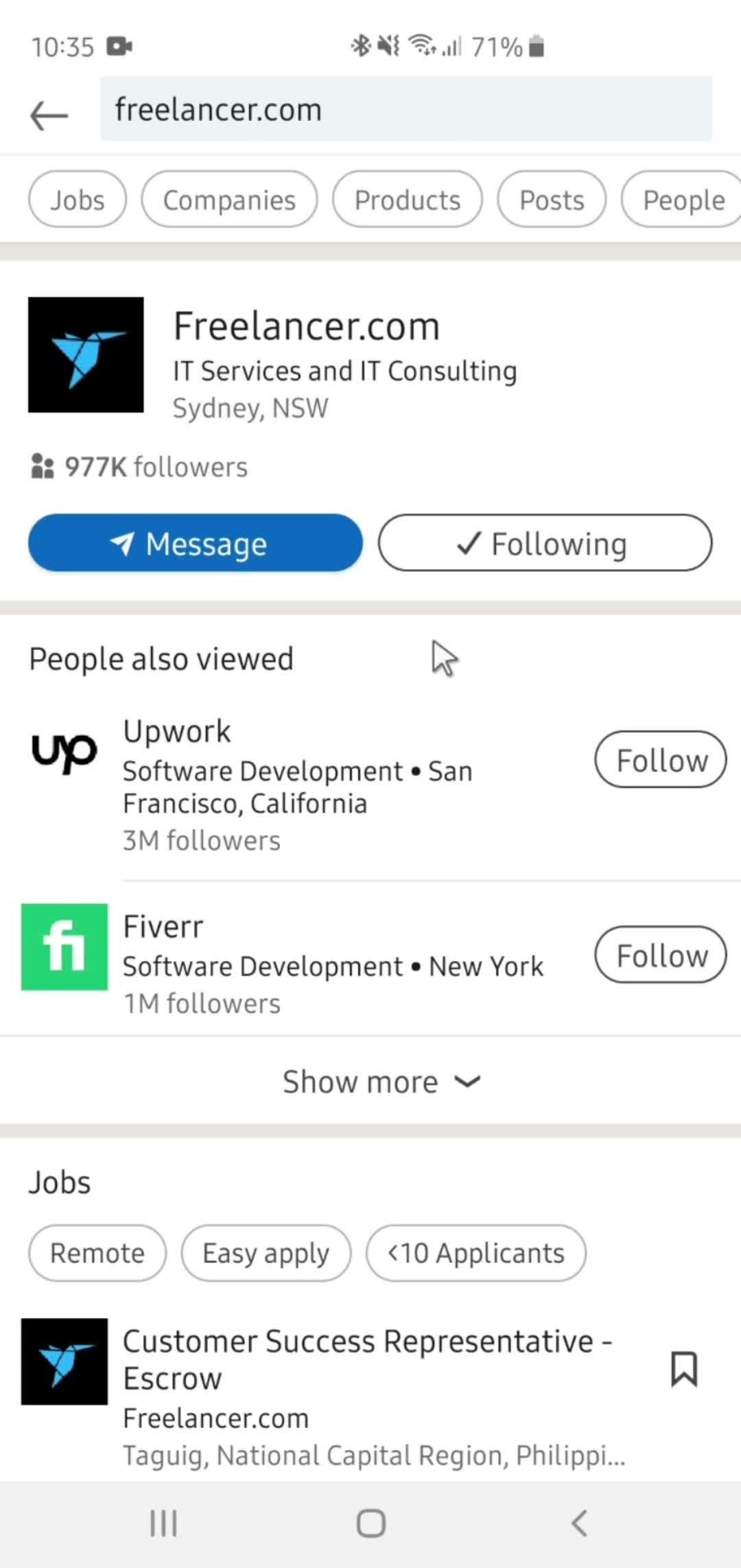 Searching screenshot