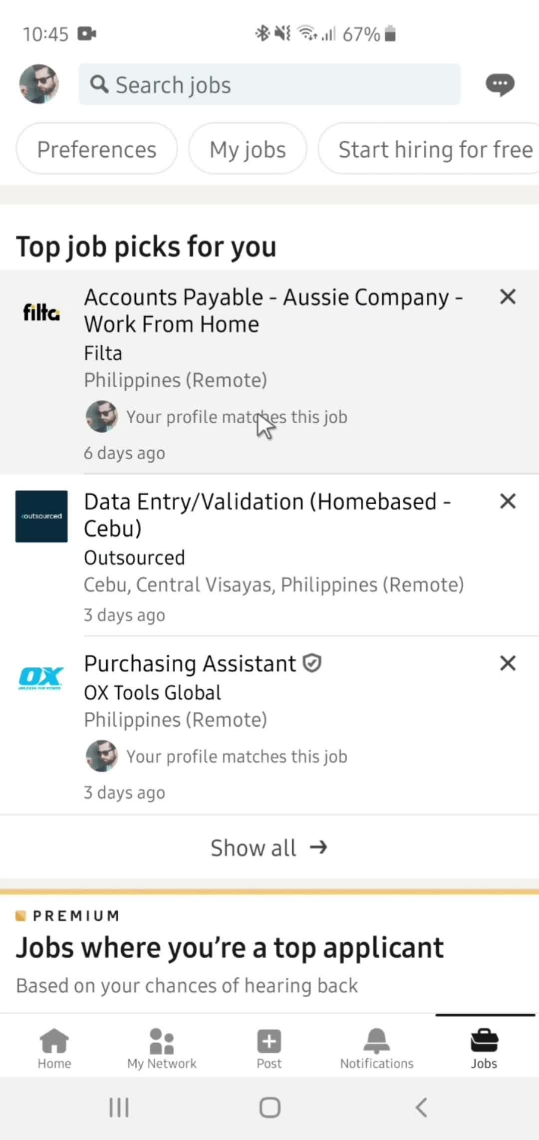 Searching screenshot