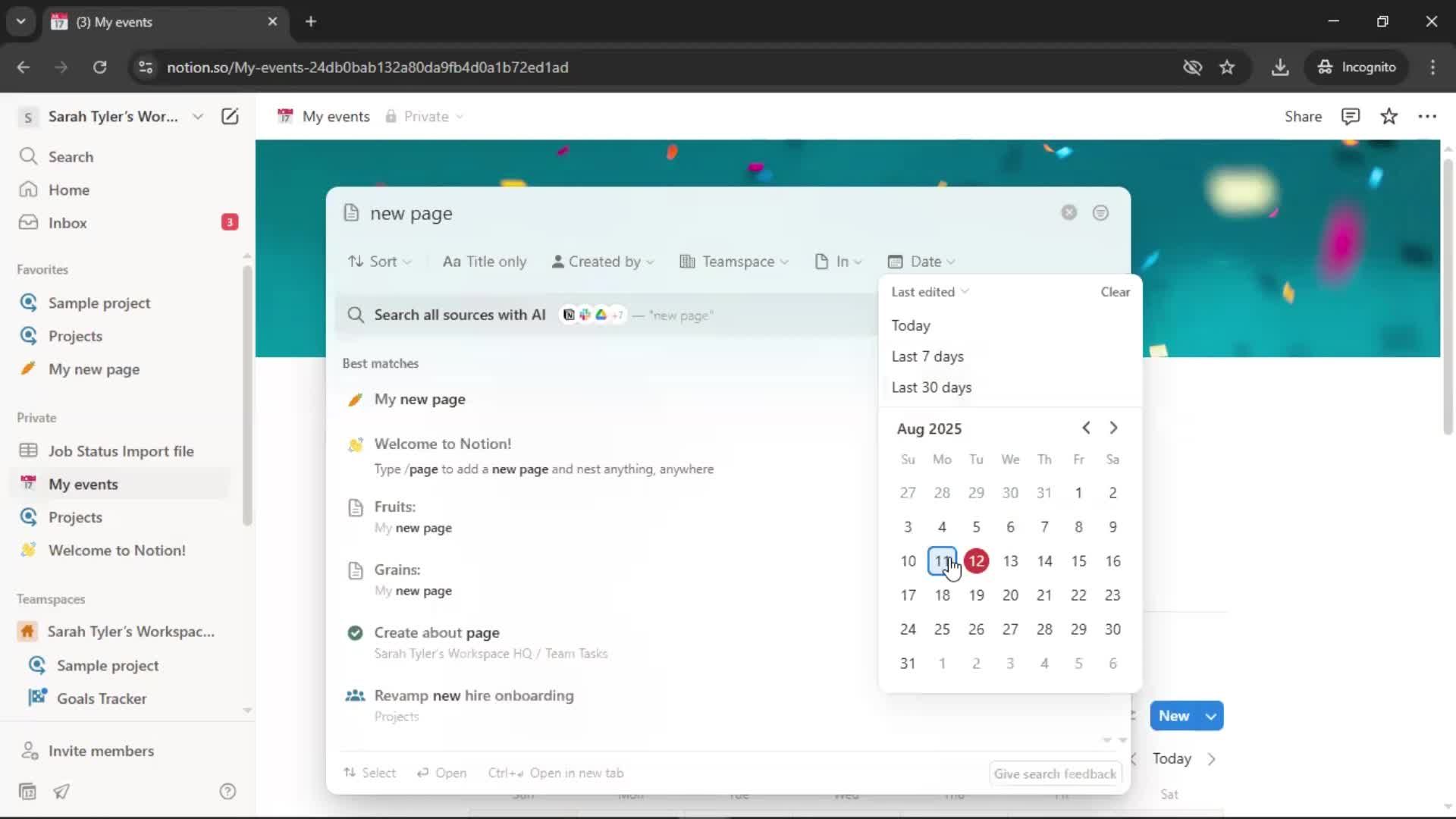Searching screenshot