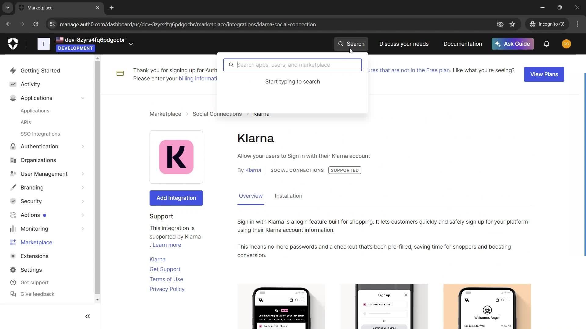 Searching screenshot