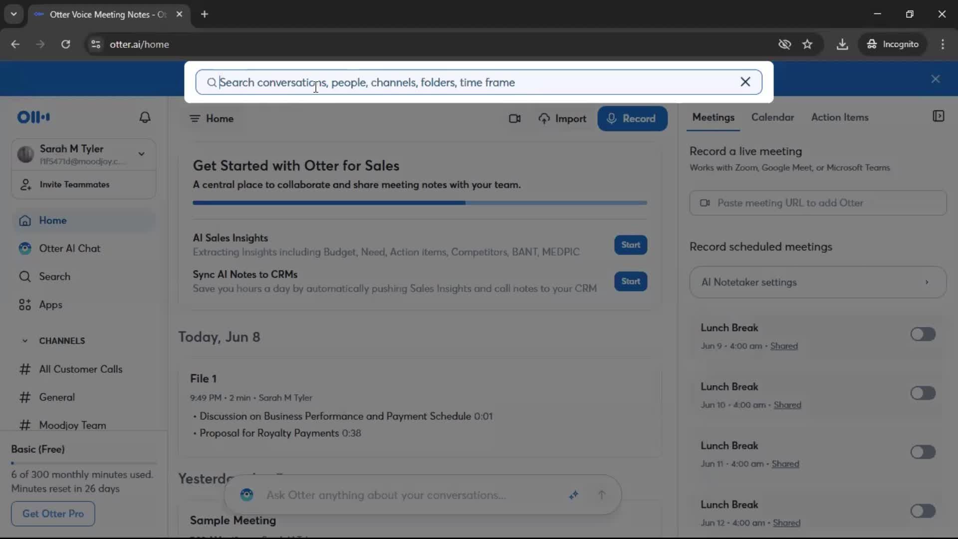 Searching screenshot