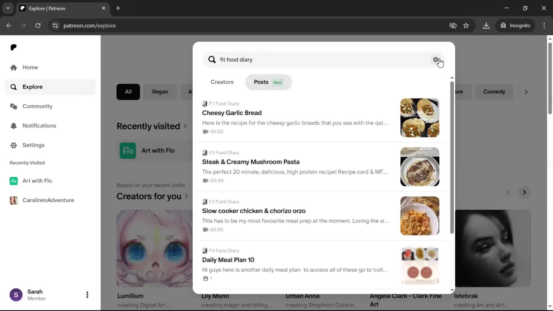 Searching screenshot