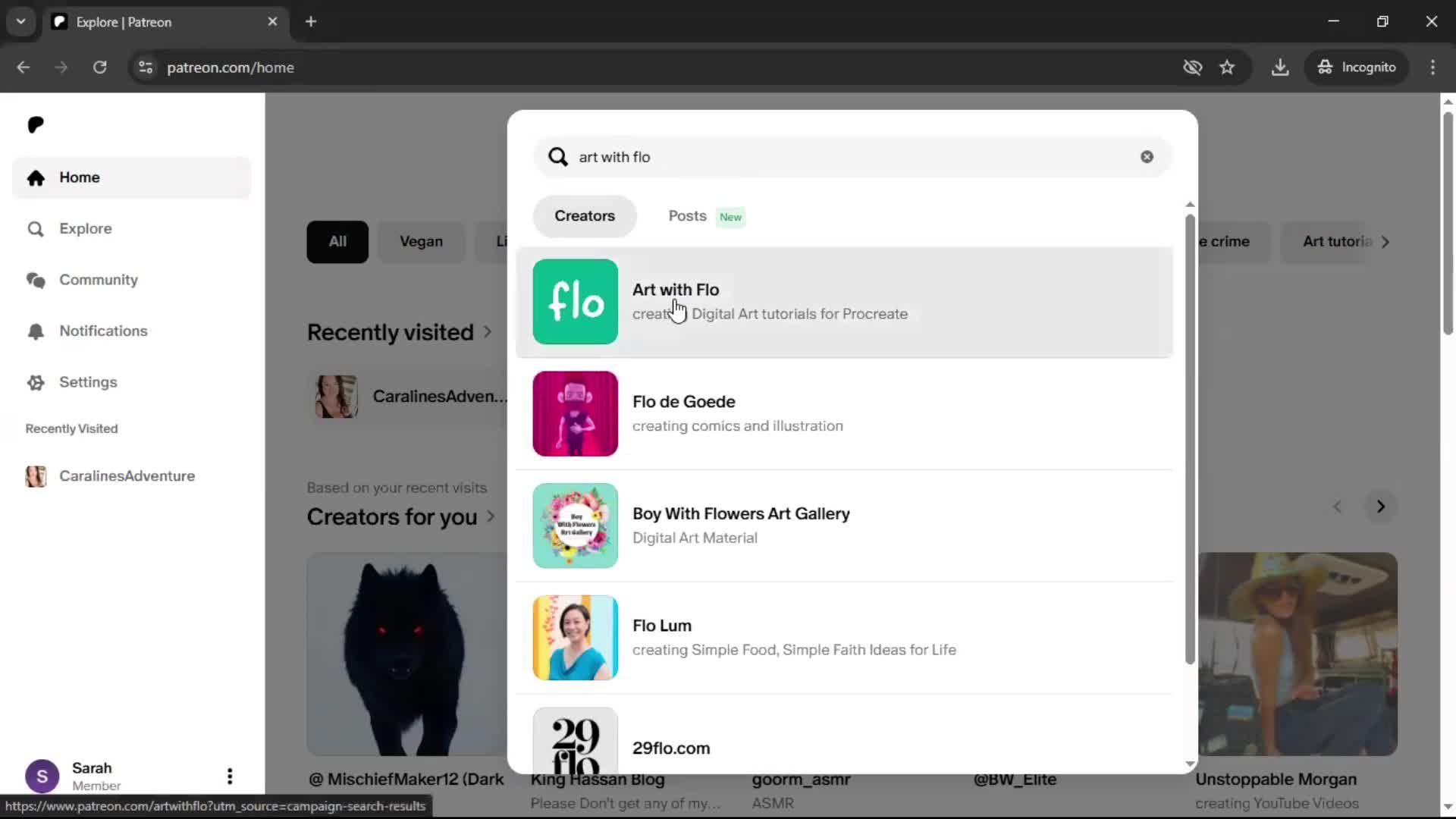 Searching screenshot