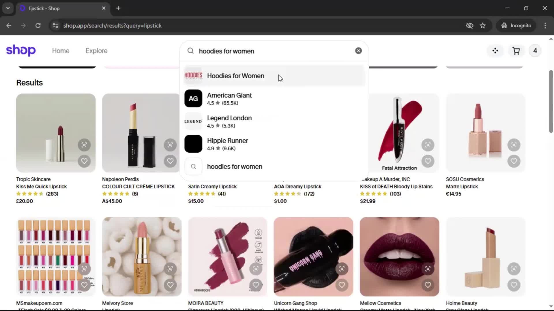 Searching screenshot