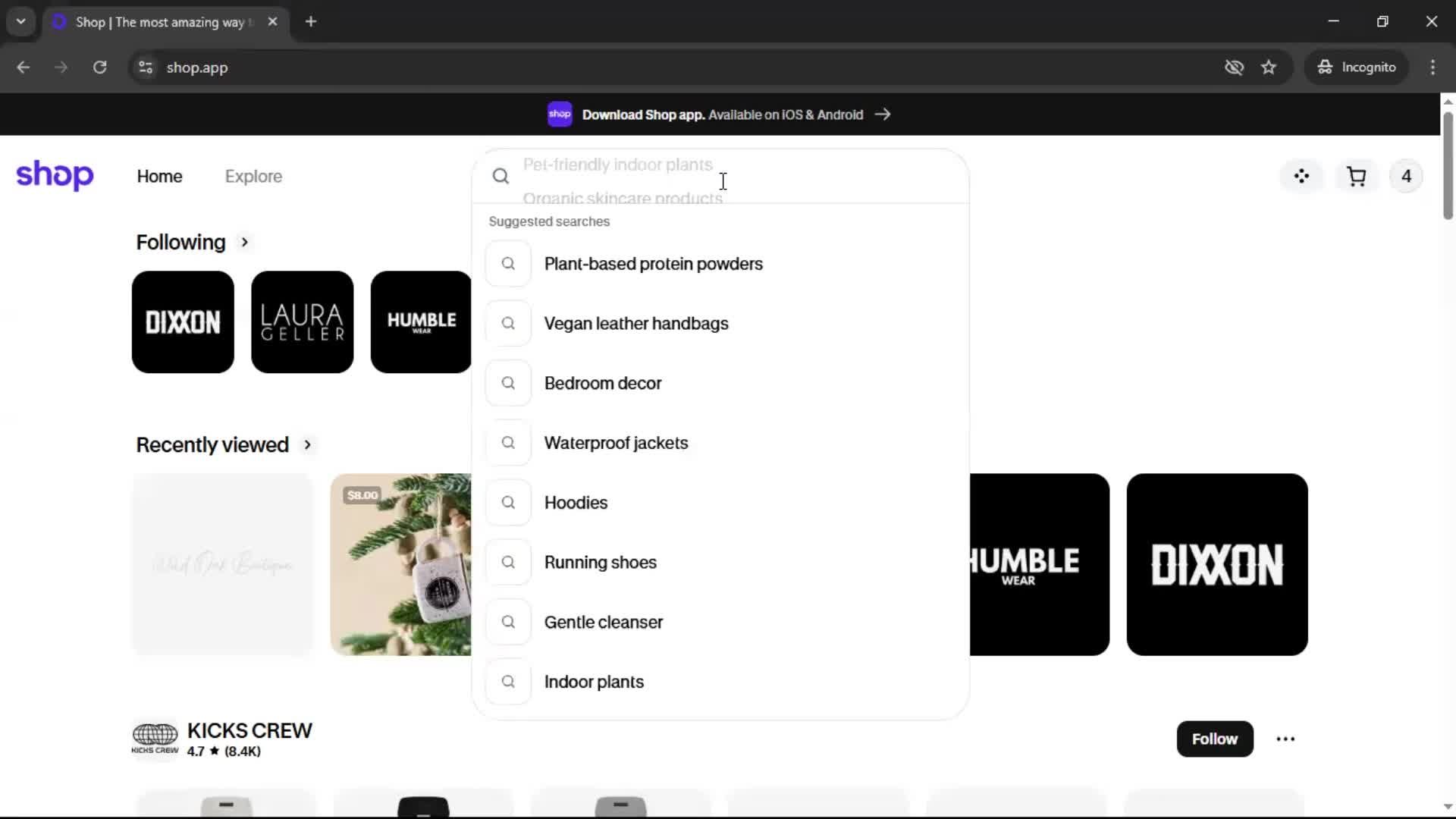 Searching screenshot