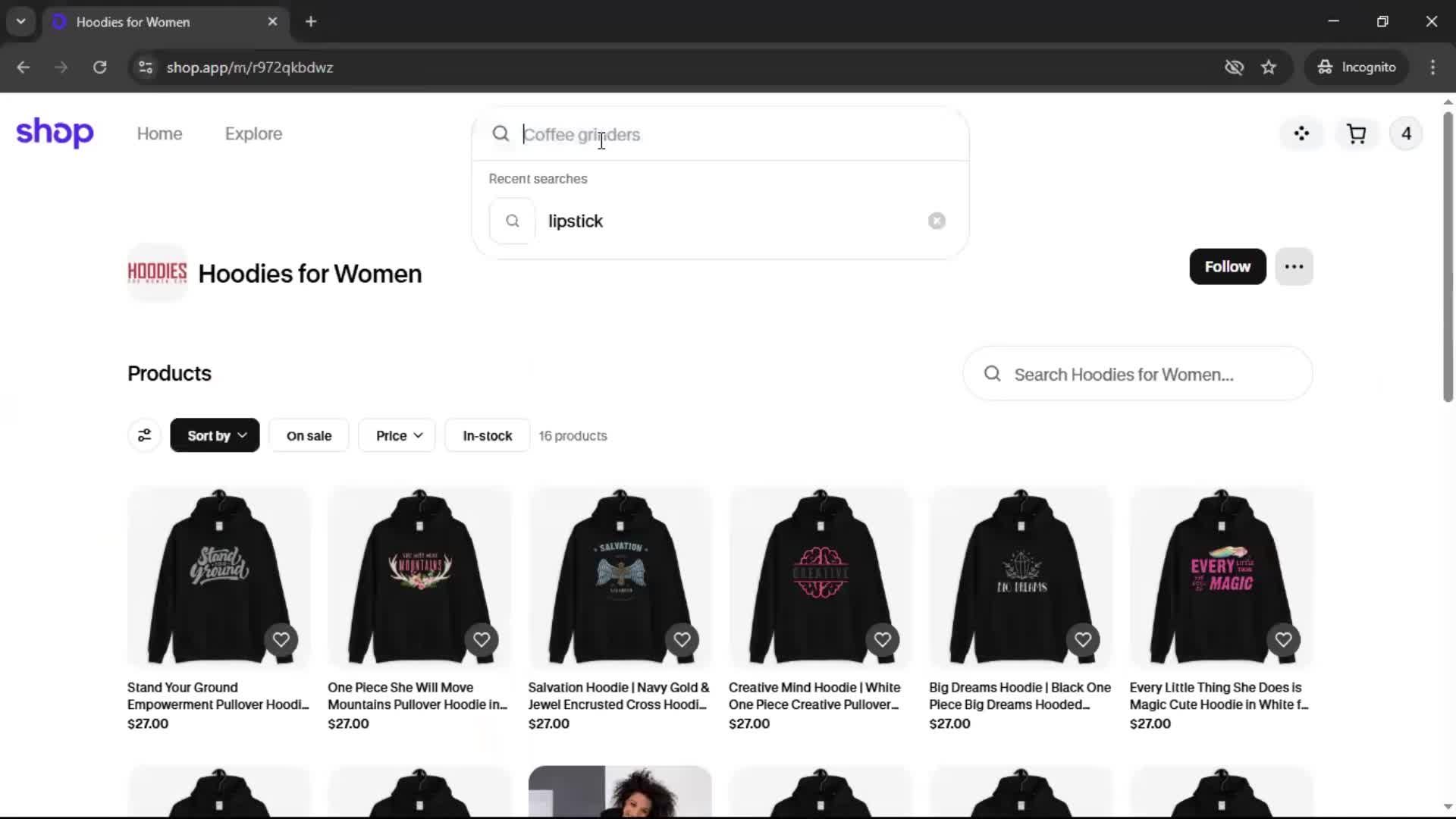 Searching screenshot