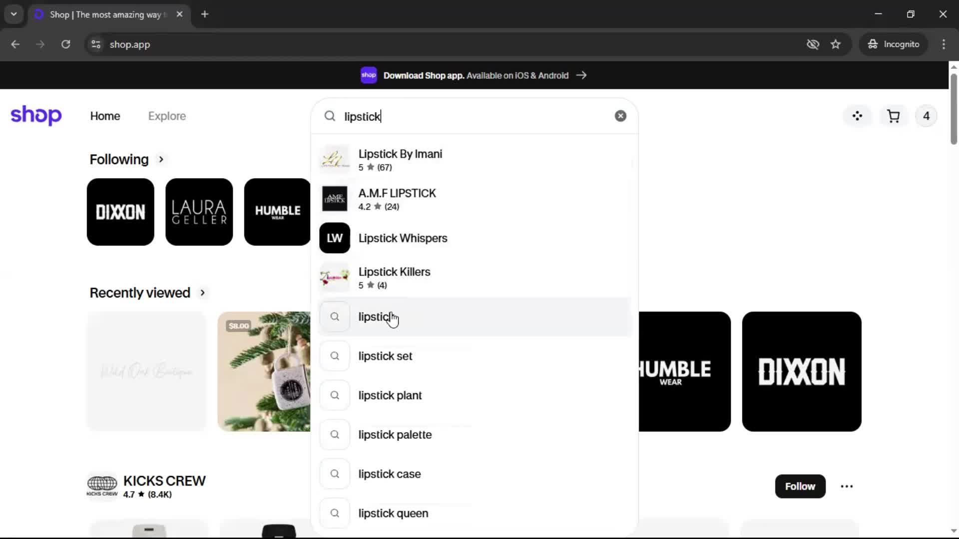 Searching screenshot