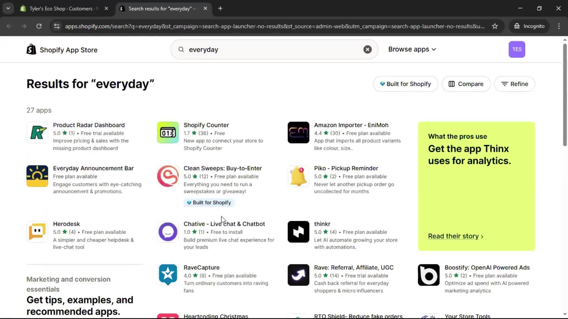 Searching screenshot