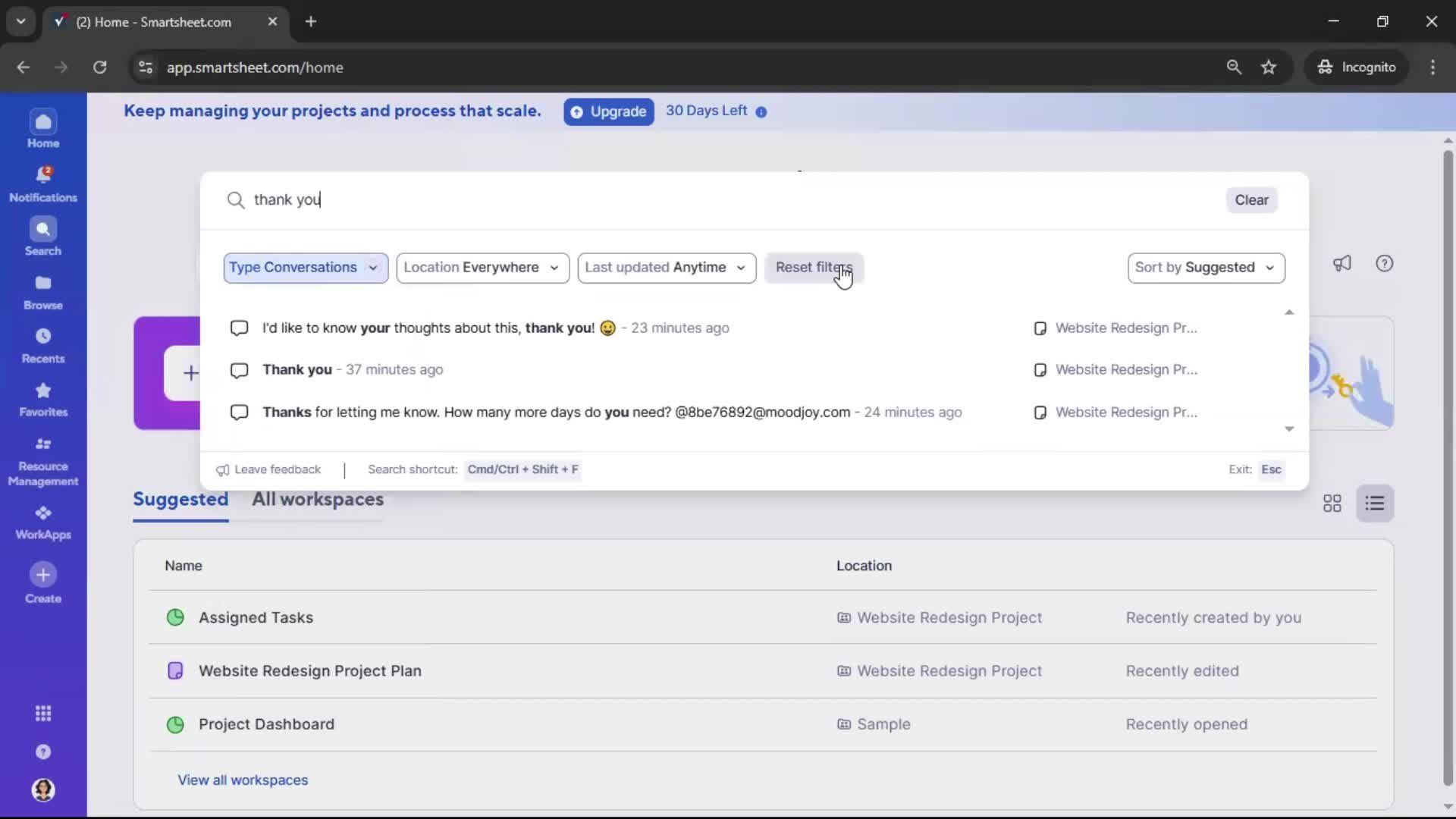 Searching screenshot