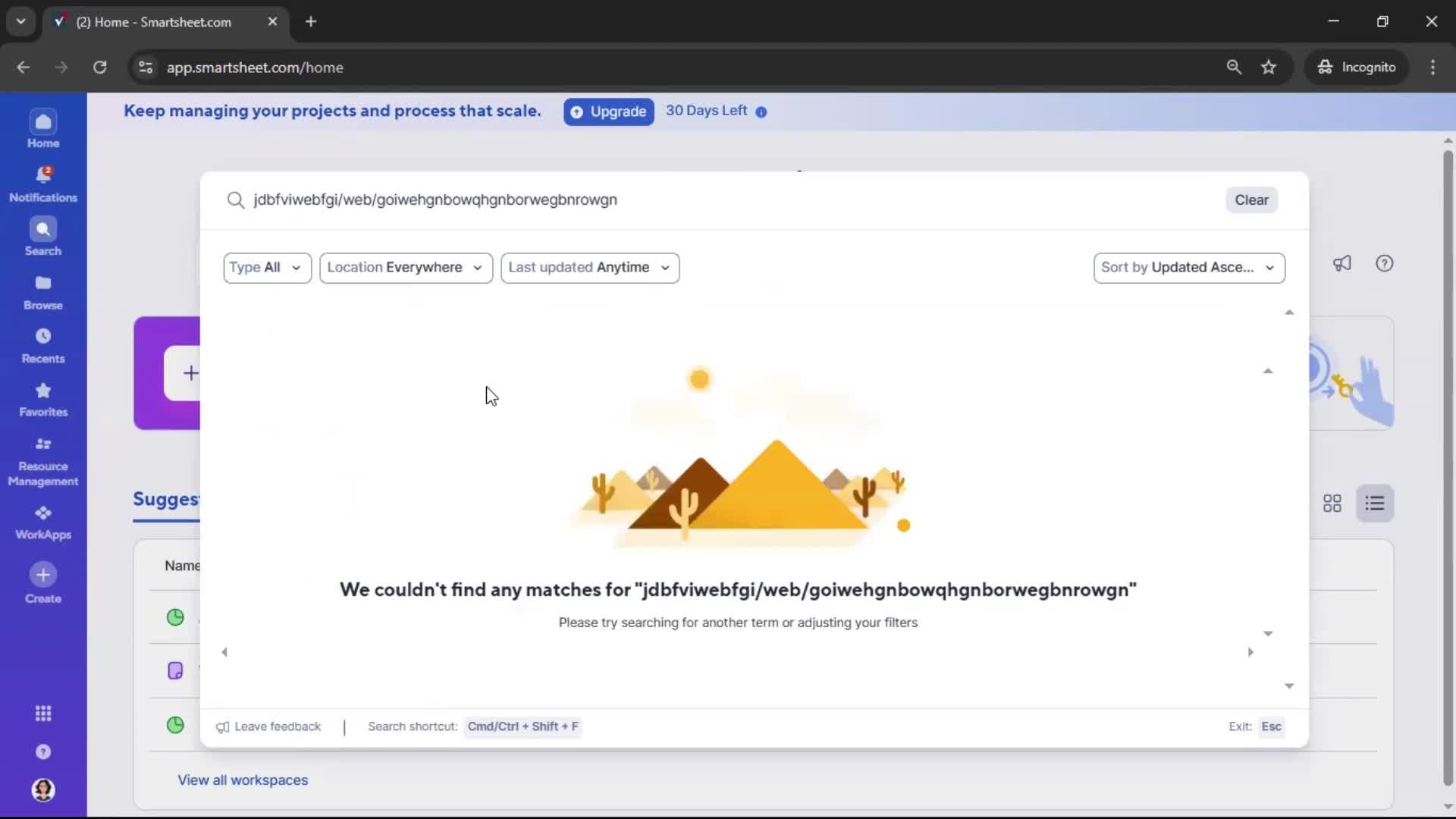 Searching screenshot
