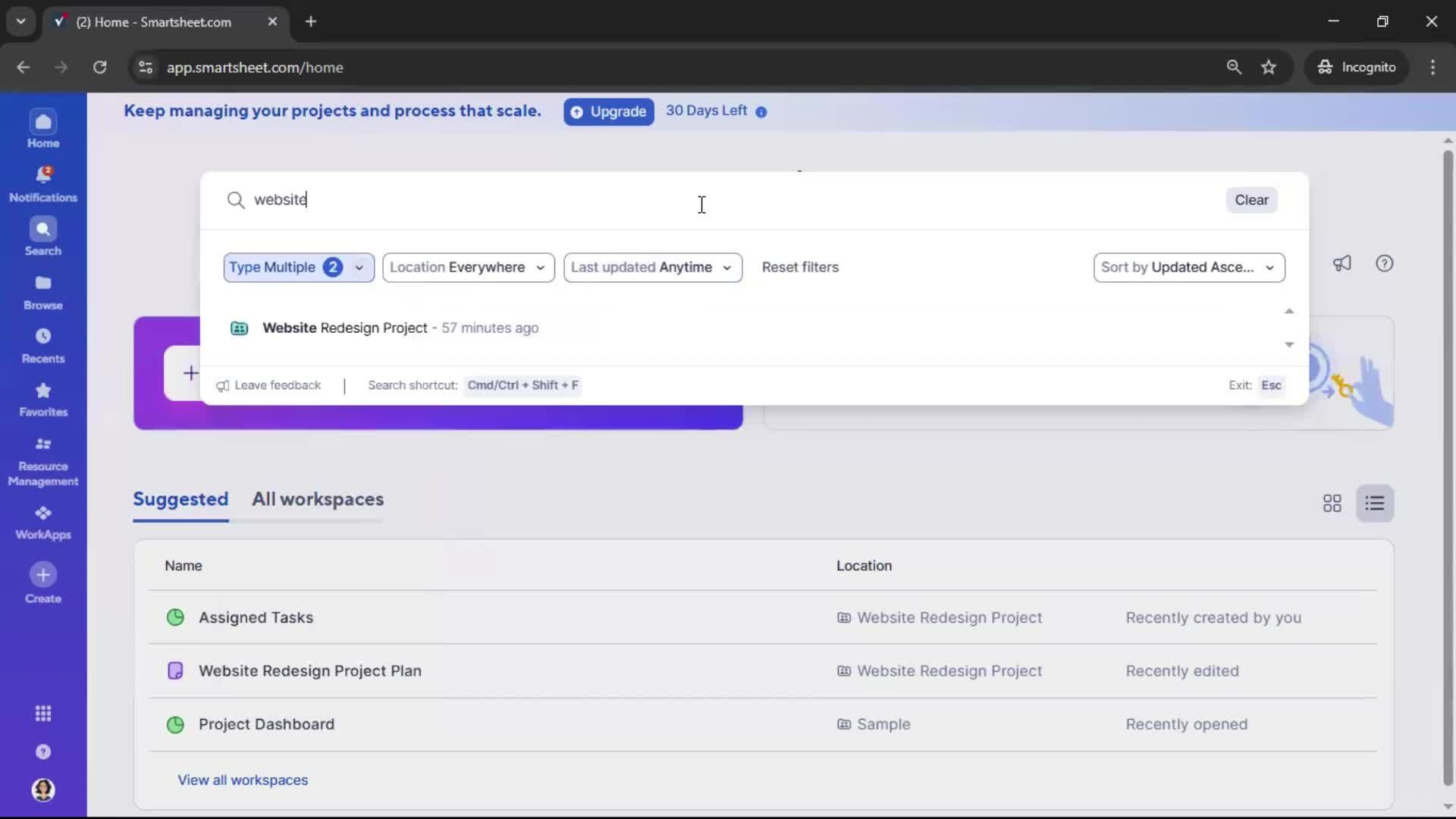 Searching screenshot