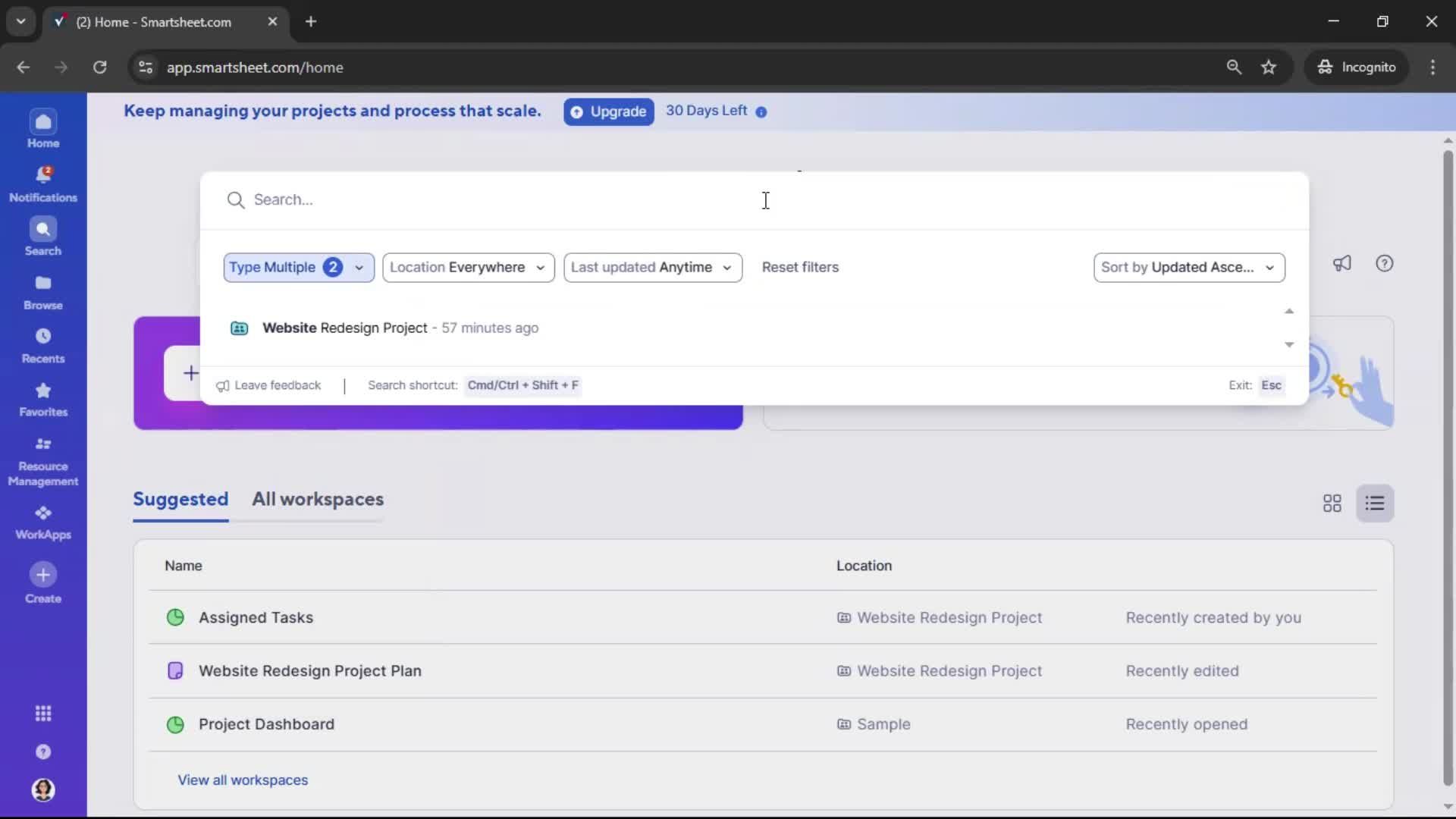 Searching screenshot