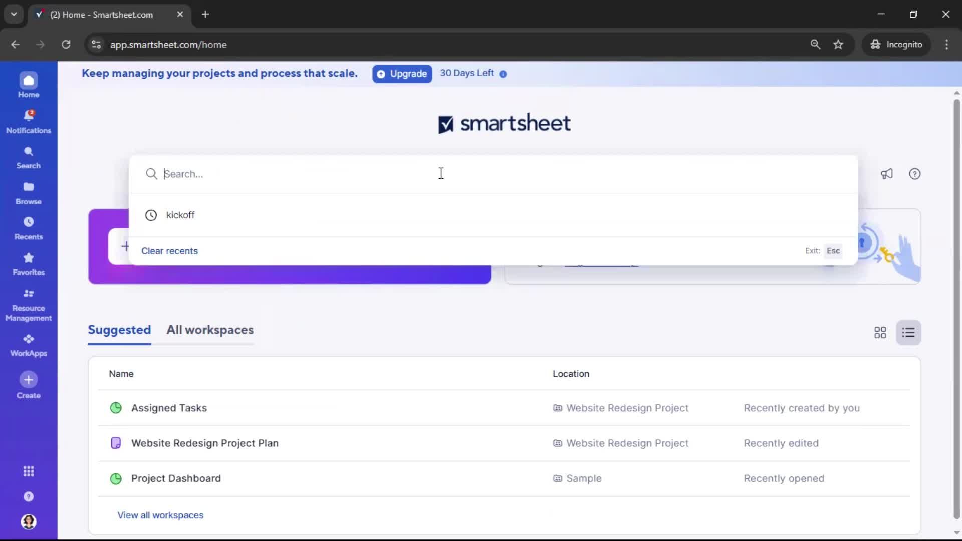 Searching screenshot