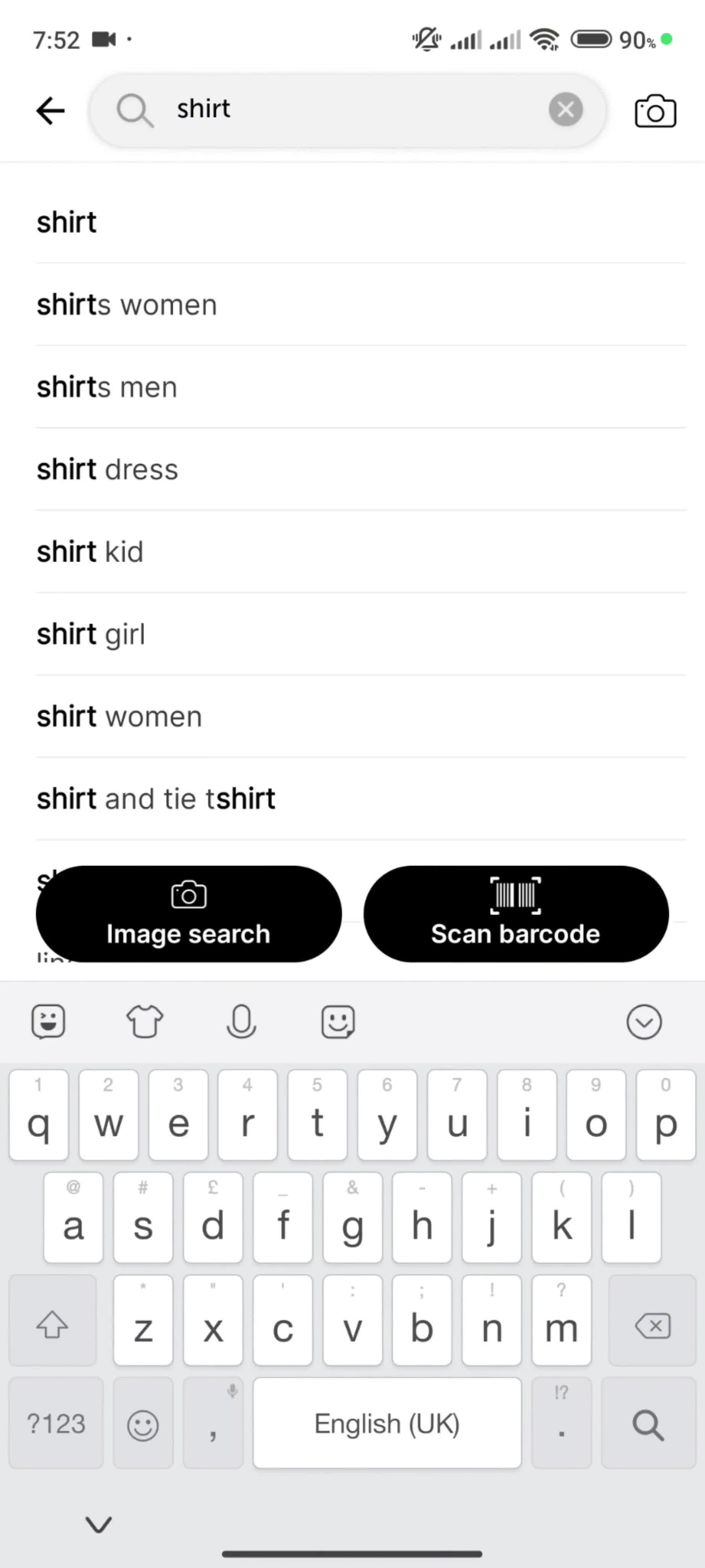 Searching screenshot
