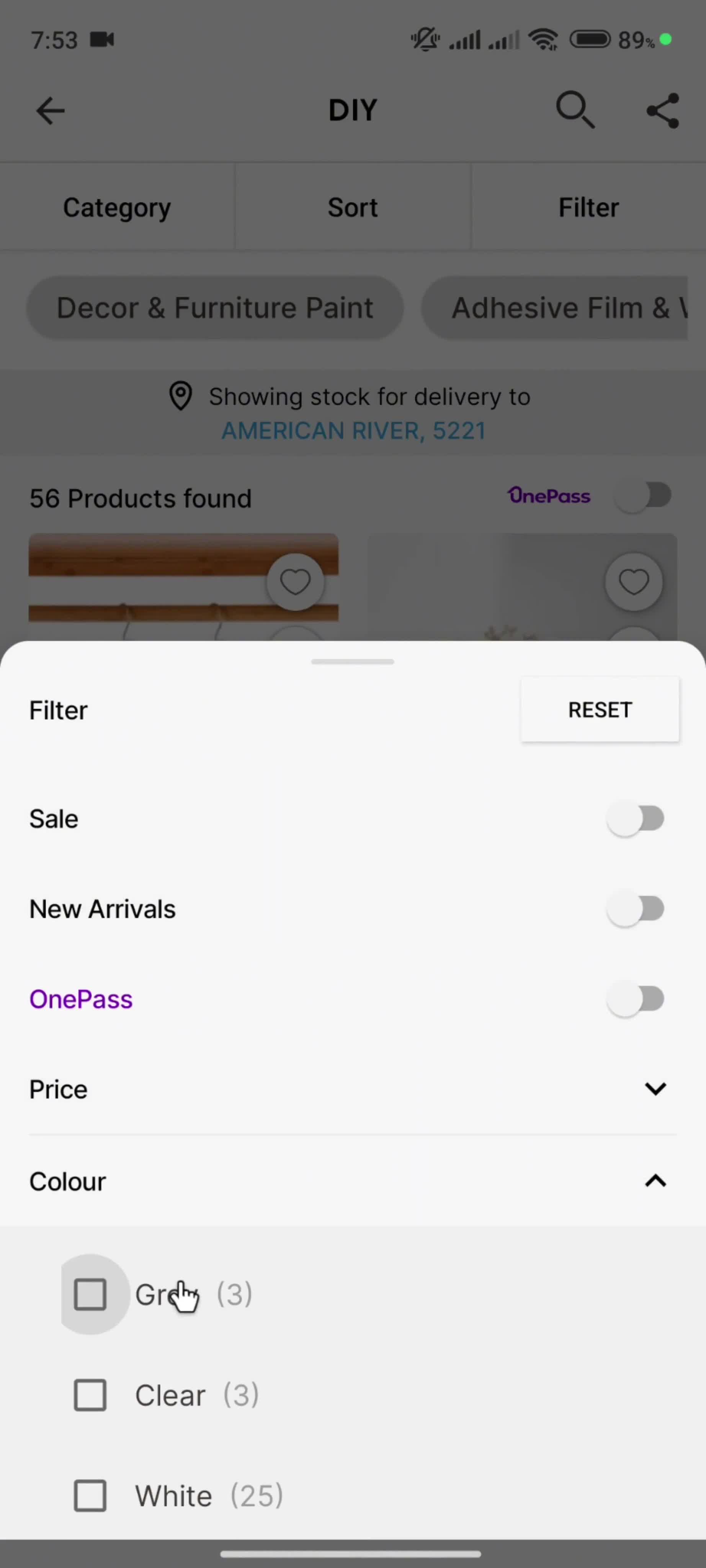 Searching screenshot
