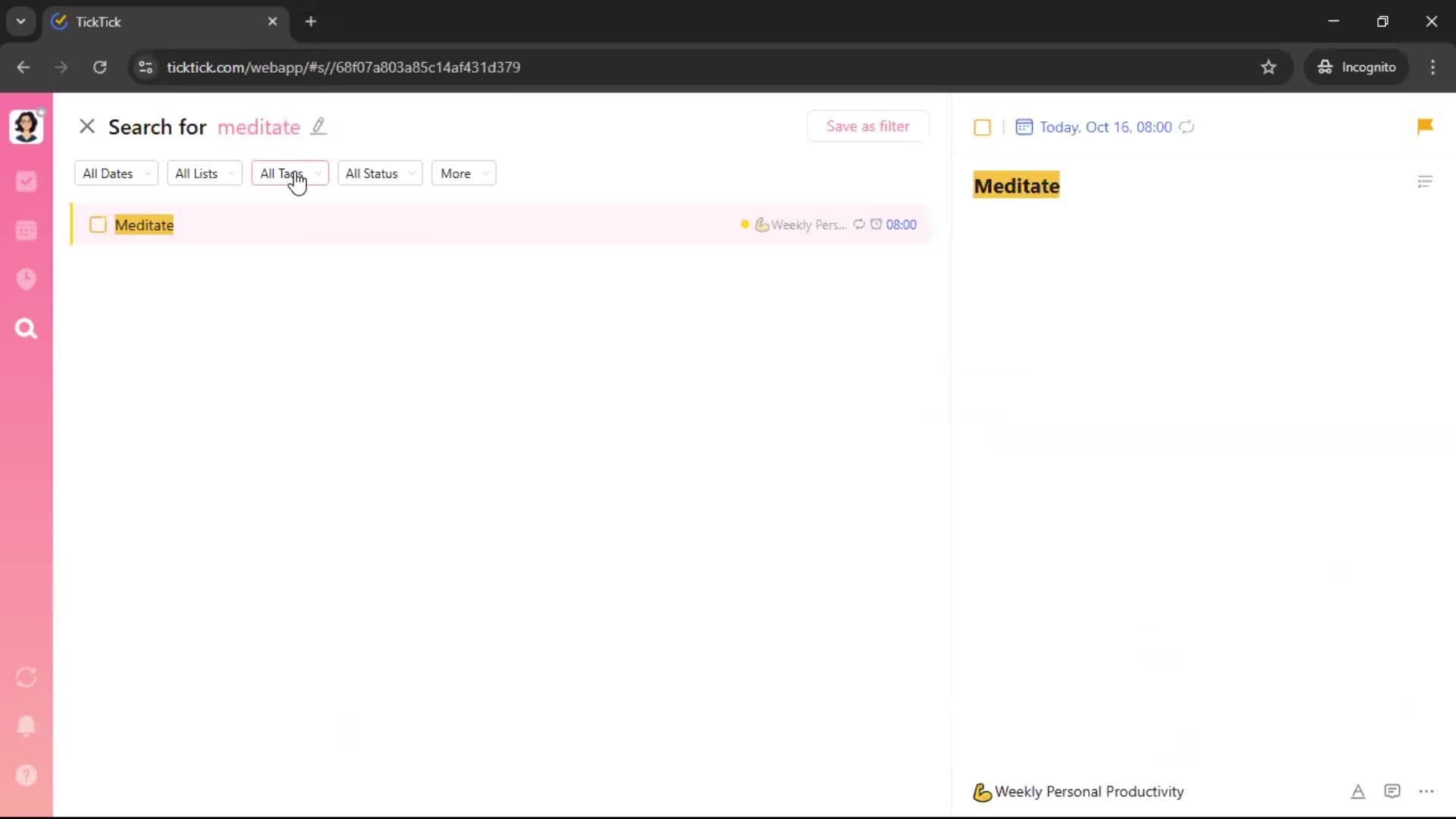 Searching screenshot