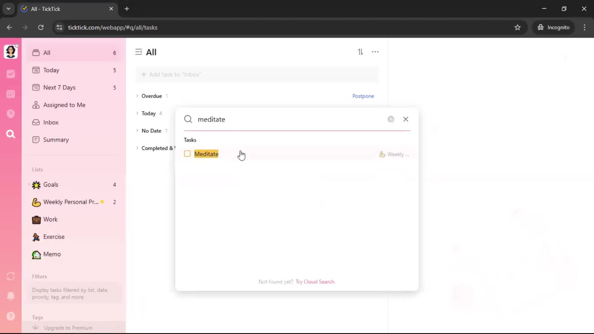 Searching screenshot