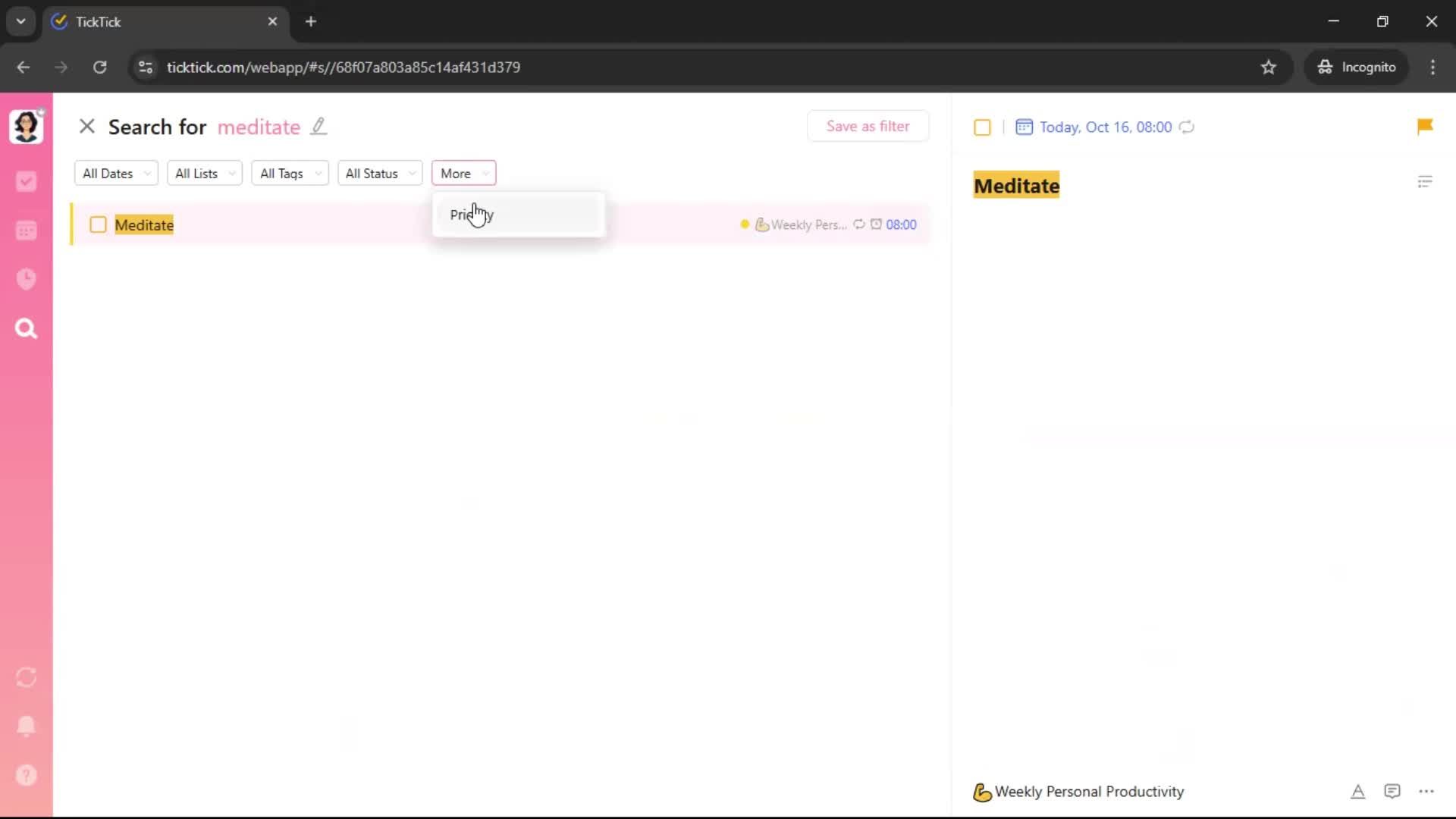 Searching screenshot
