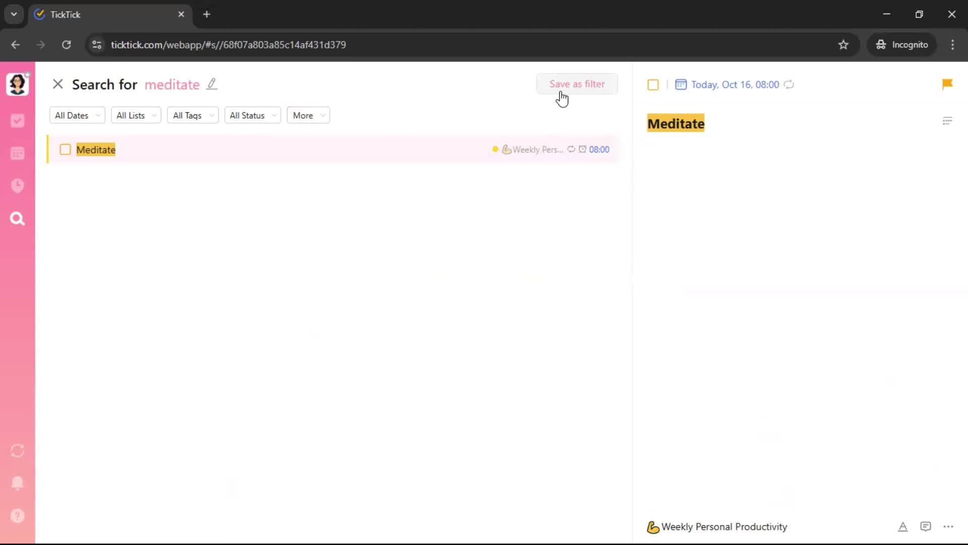 Searching screenshot