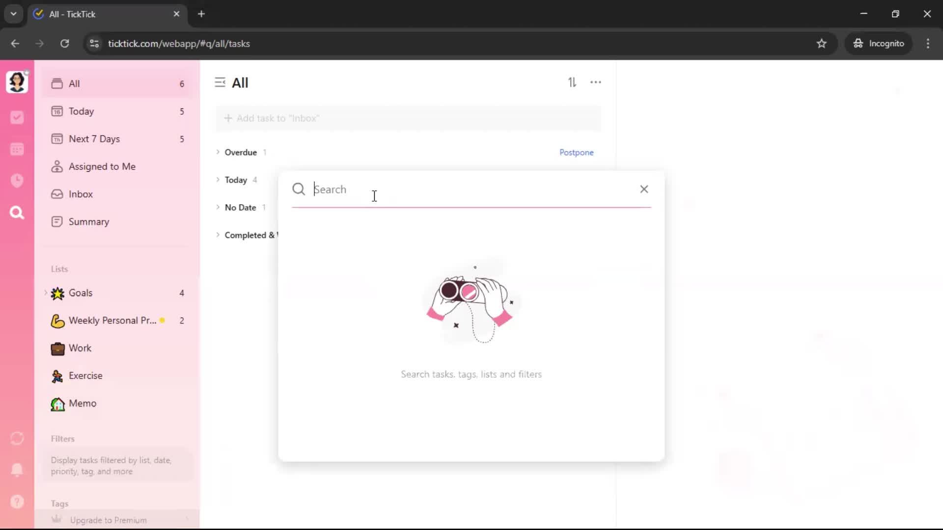 Searching screenshot