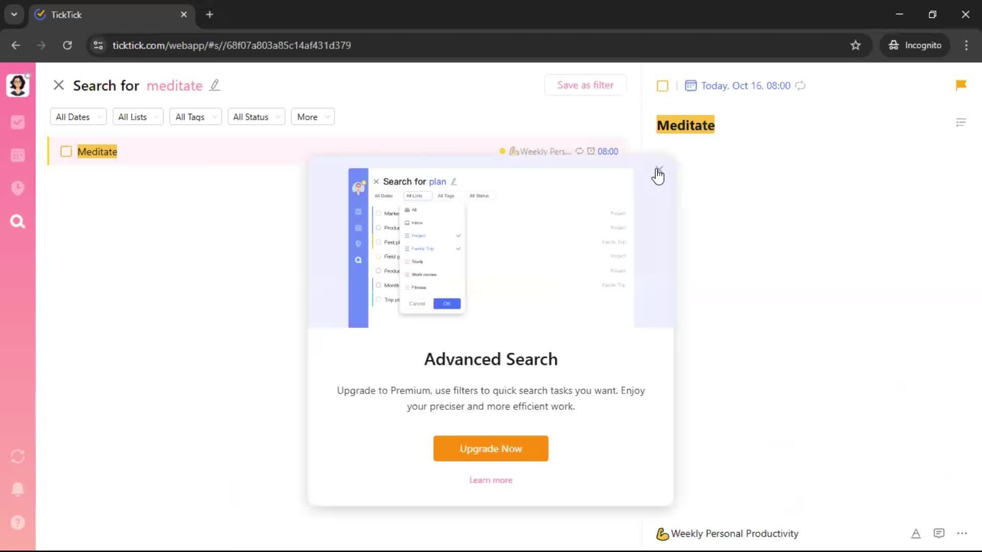 Searching screenshot