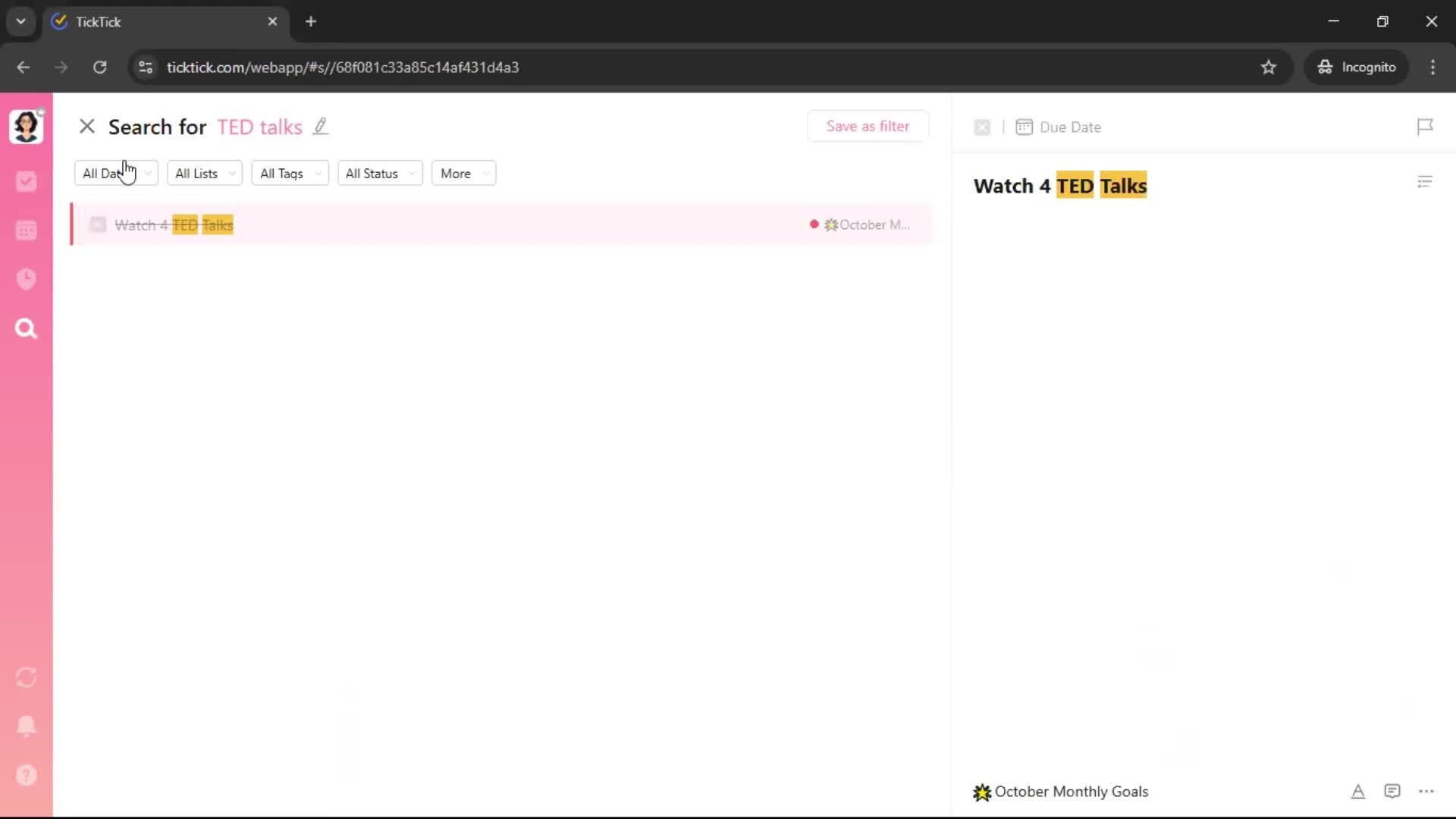 Searching screenshot