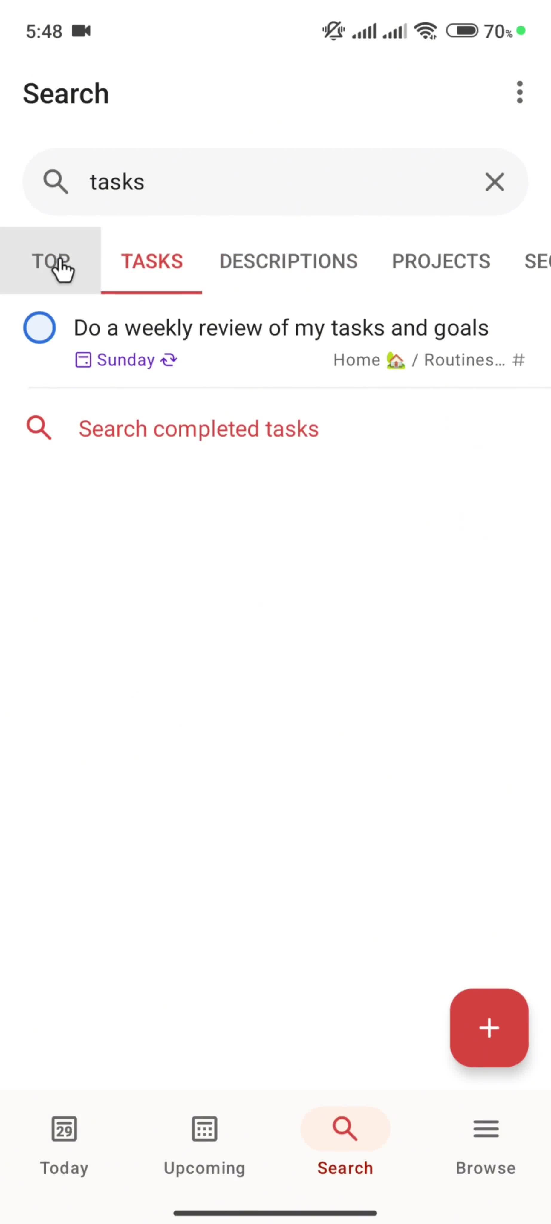 Searching screenshot