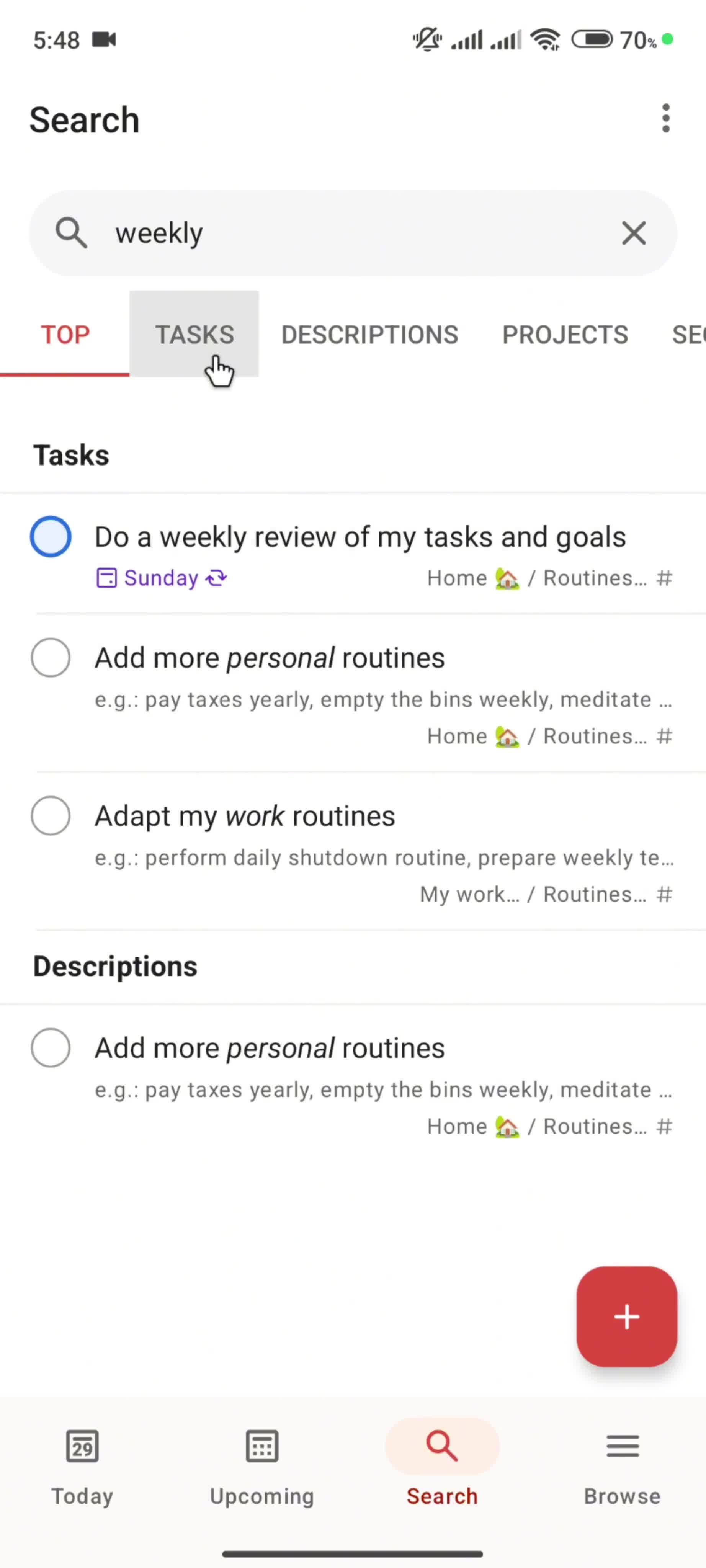 Searching screenshot