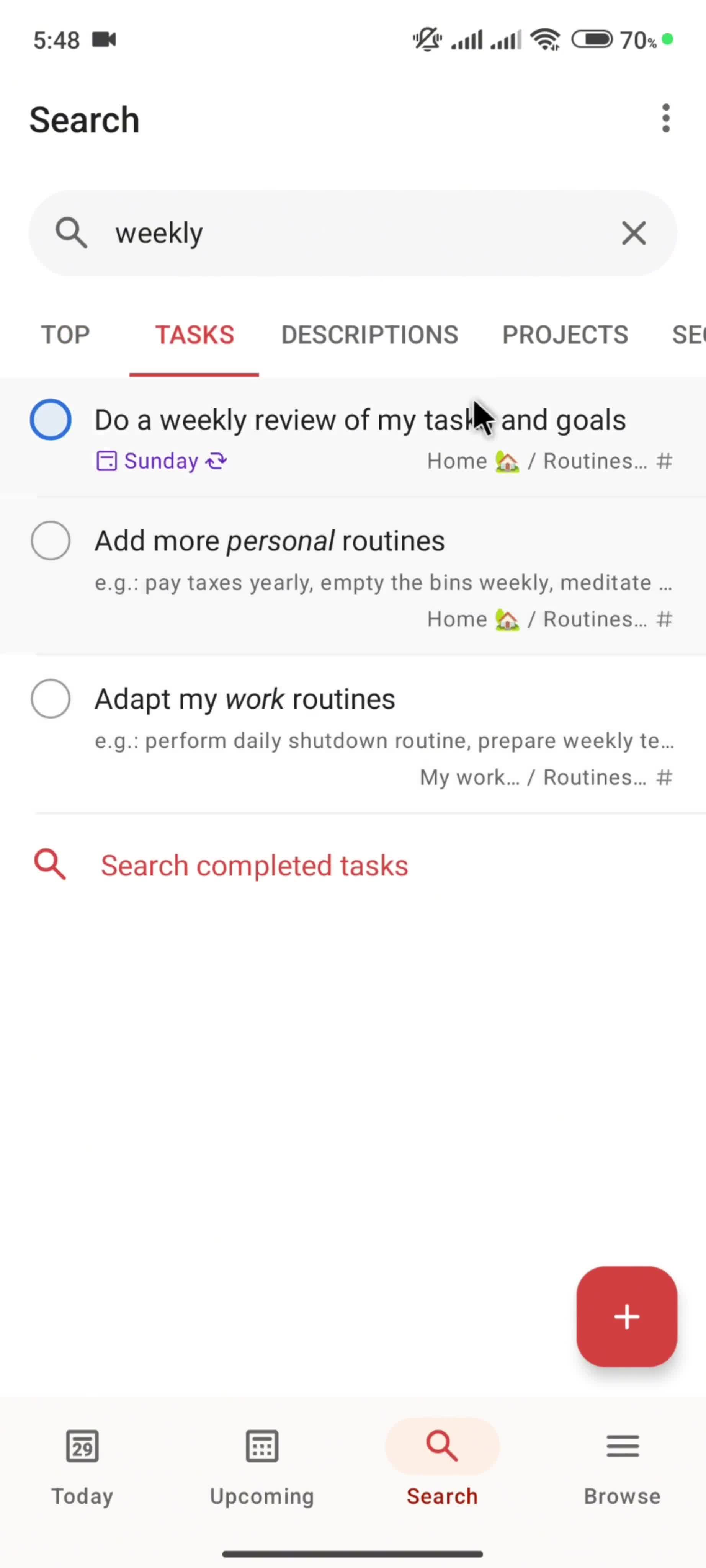 Searching screenshot