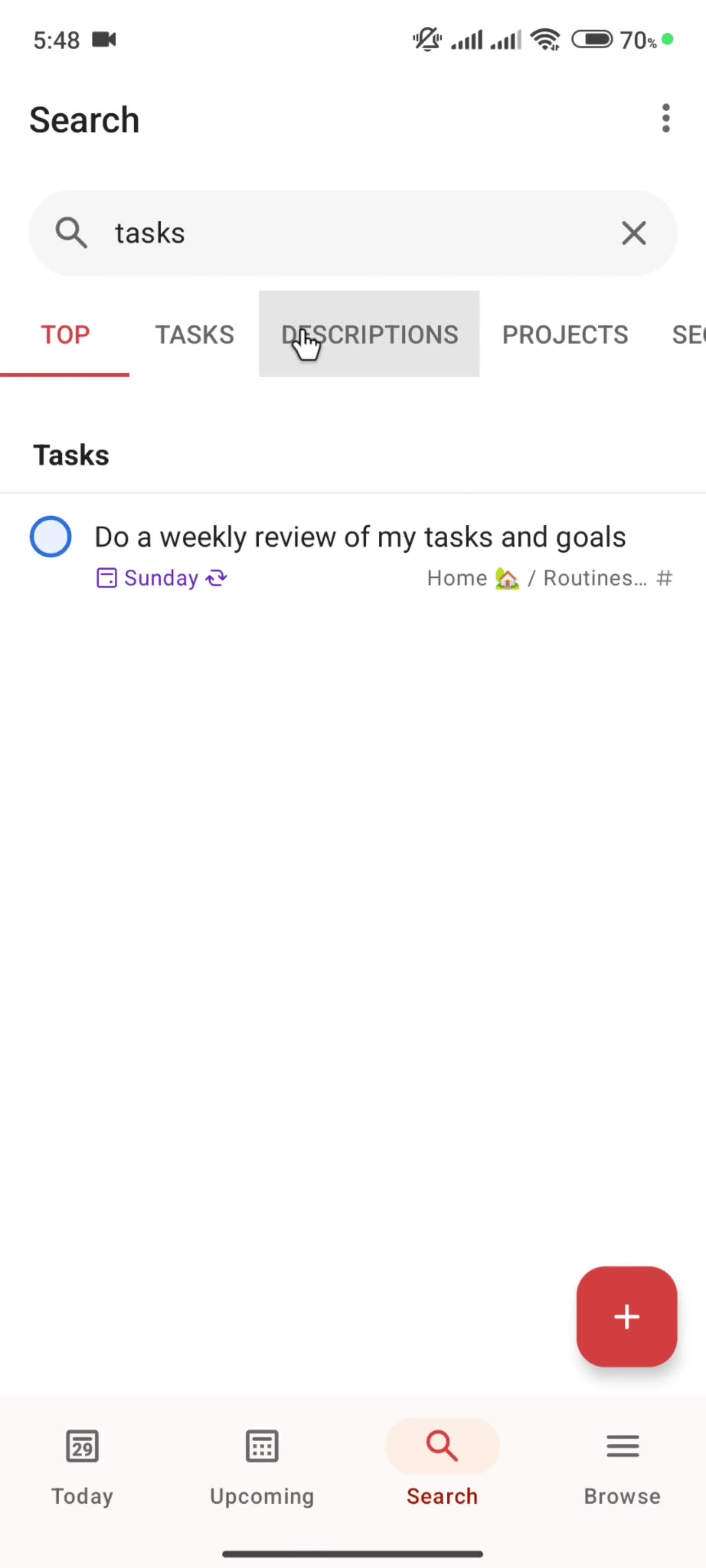Searching screenshot