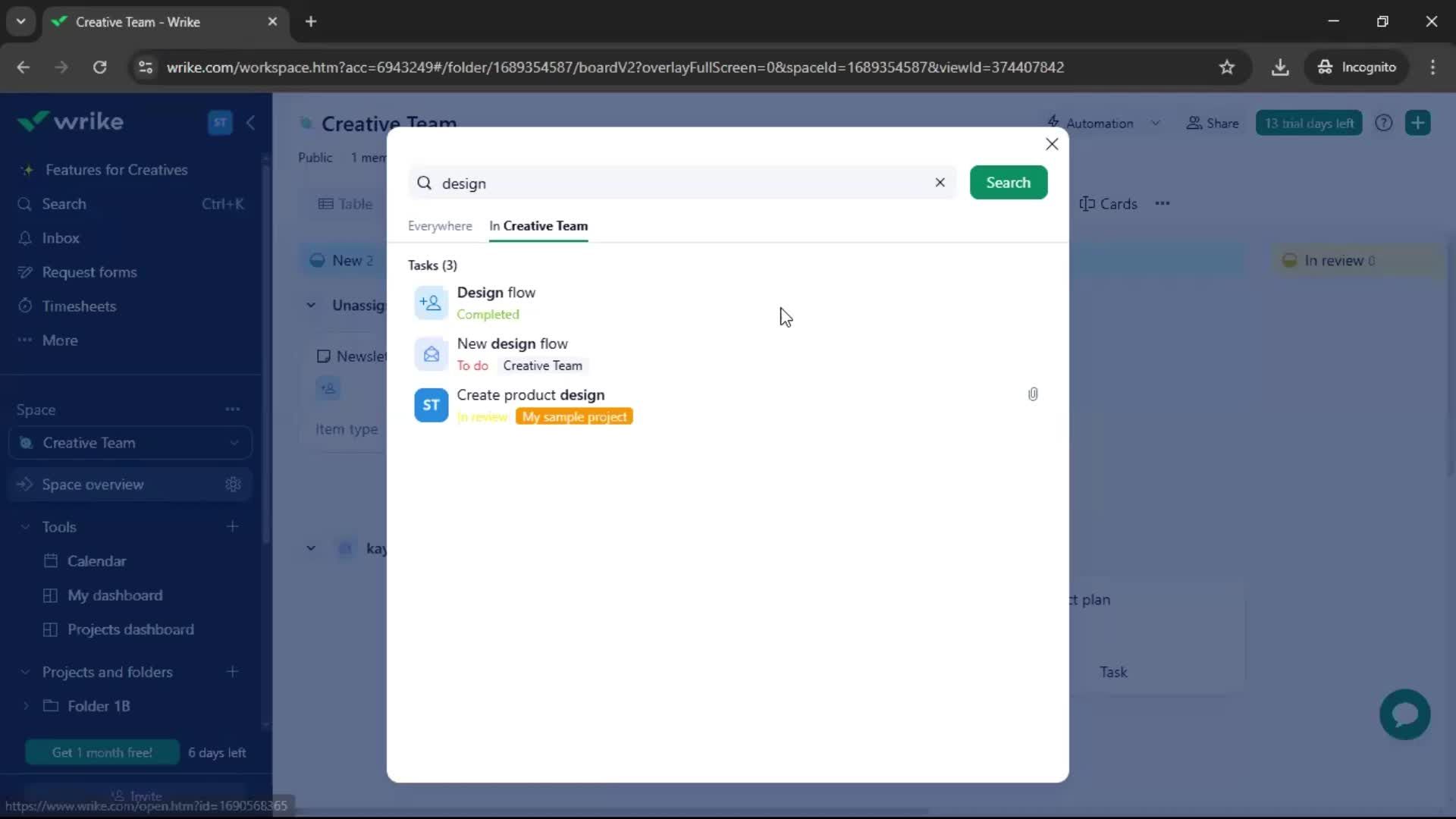 Searching screenshot