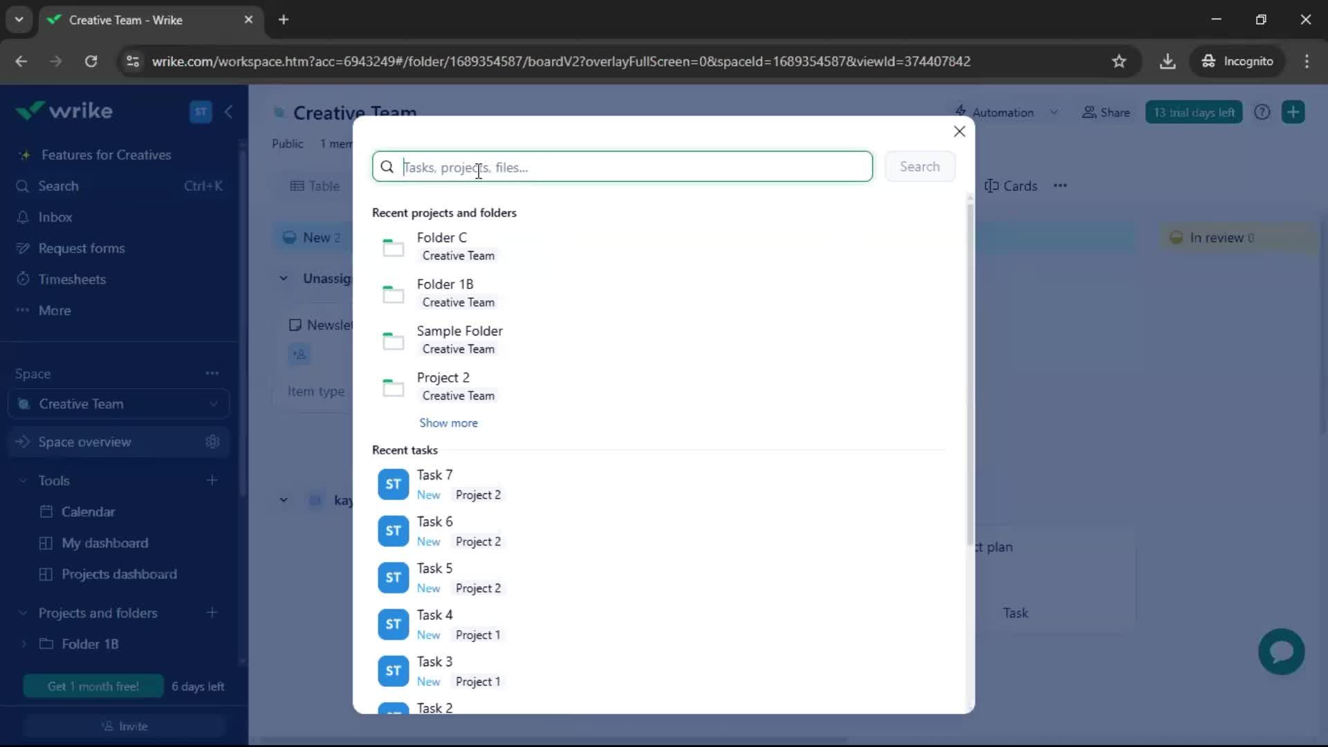 Searching screenshot