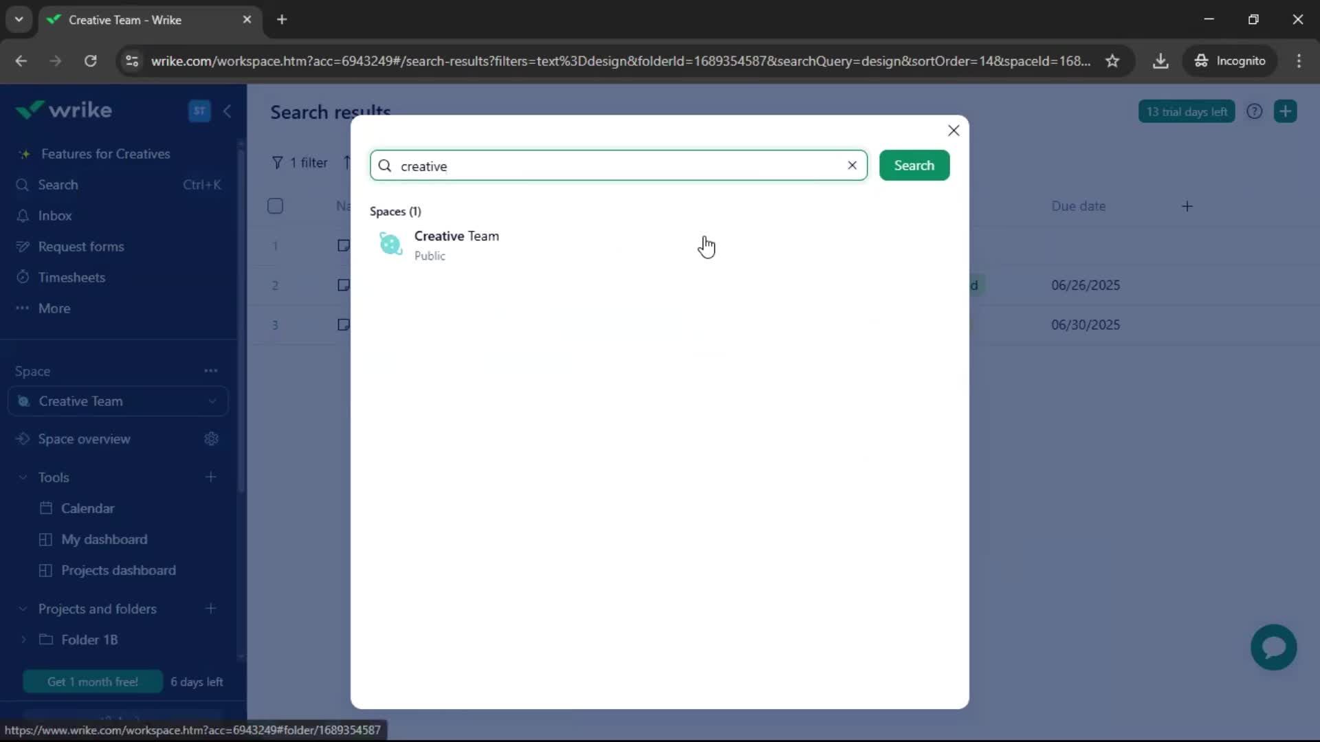 Searching screenshot