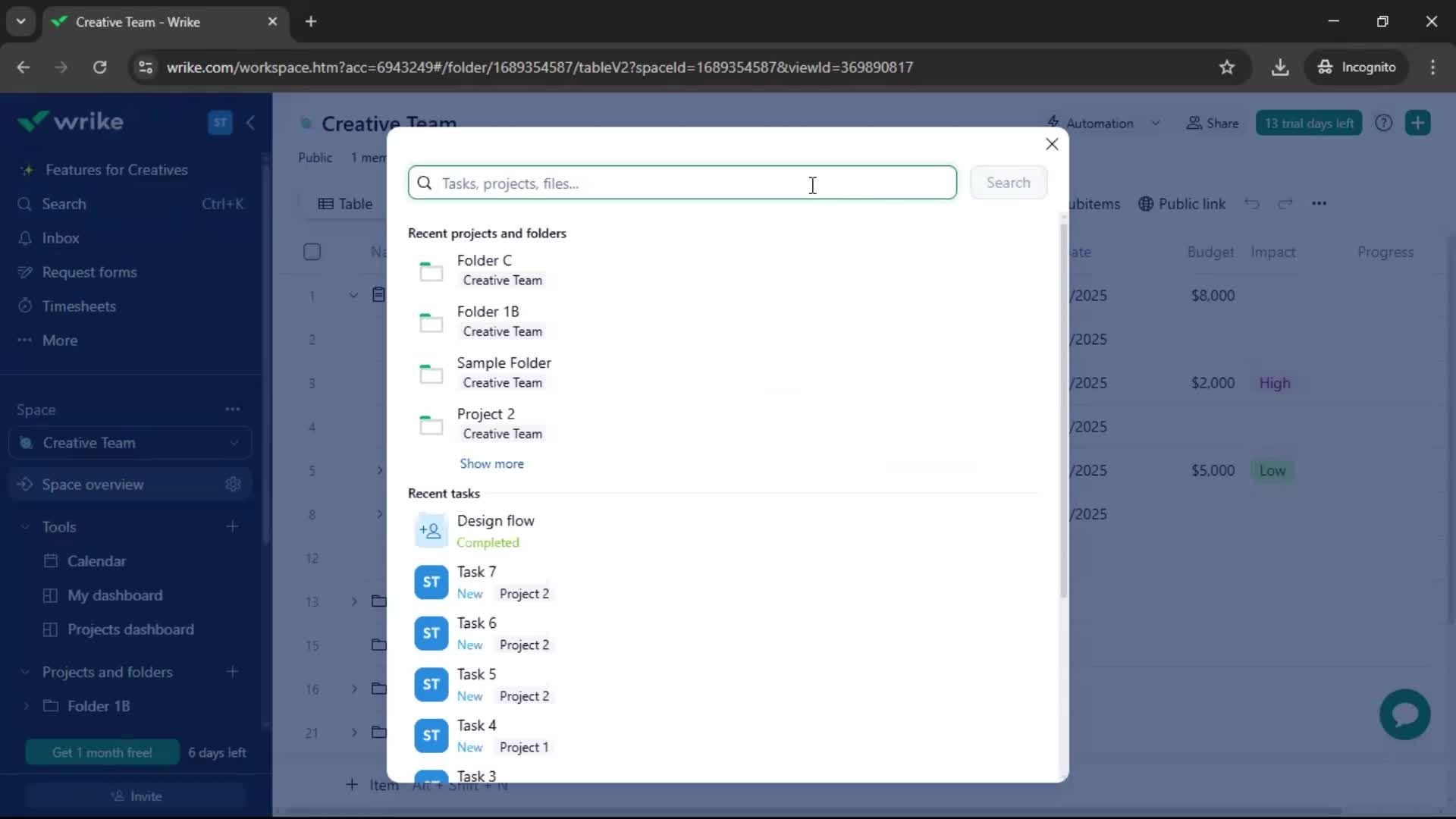 Searching screenshot