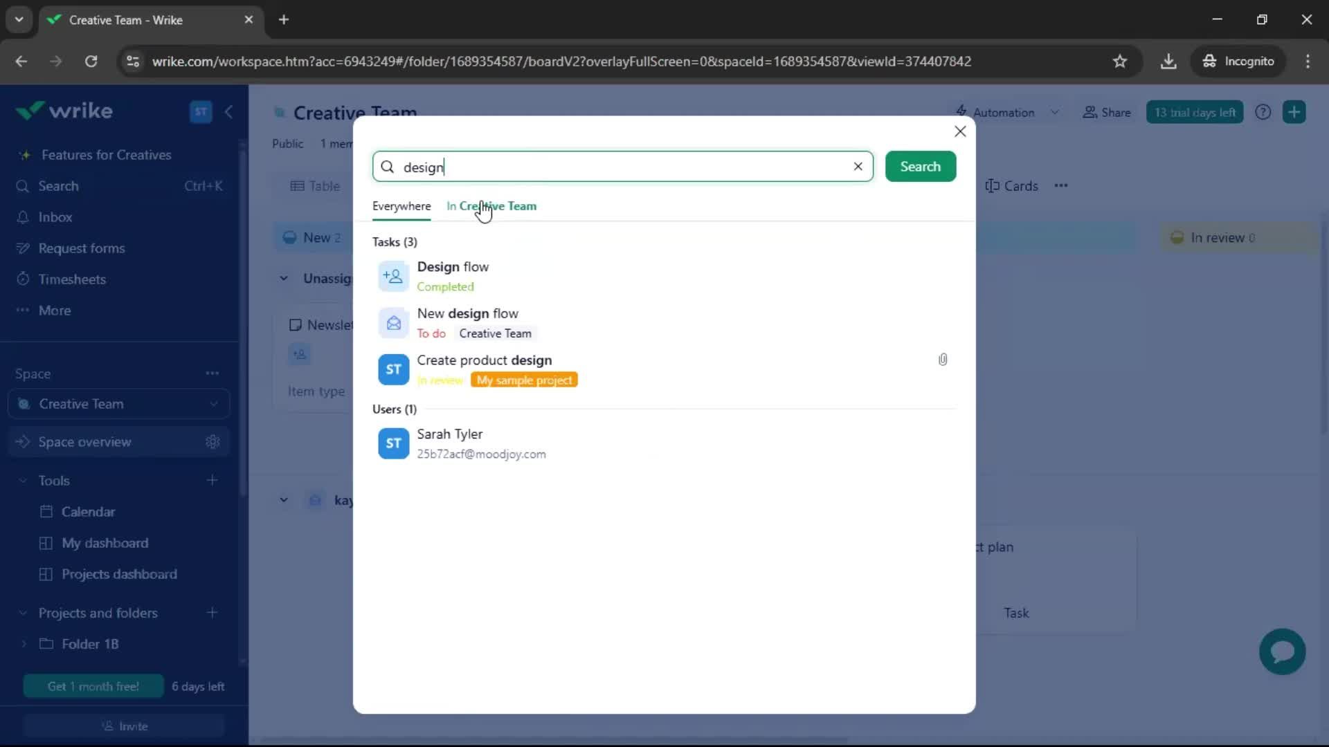 Searching screenshot