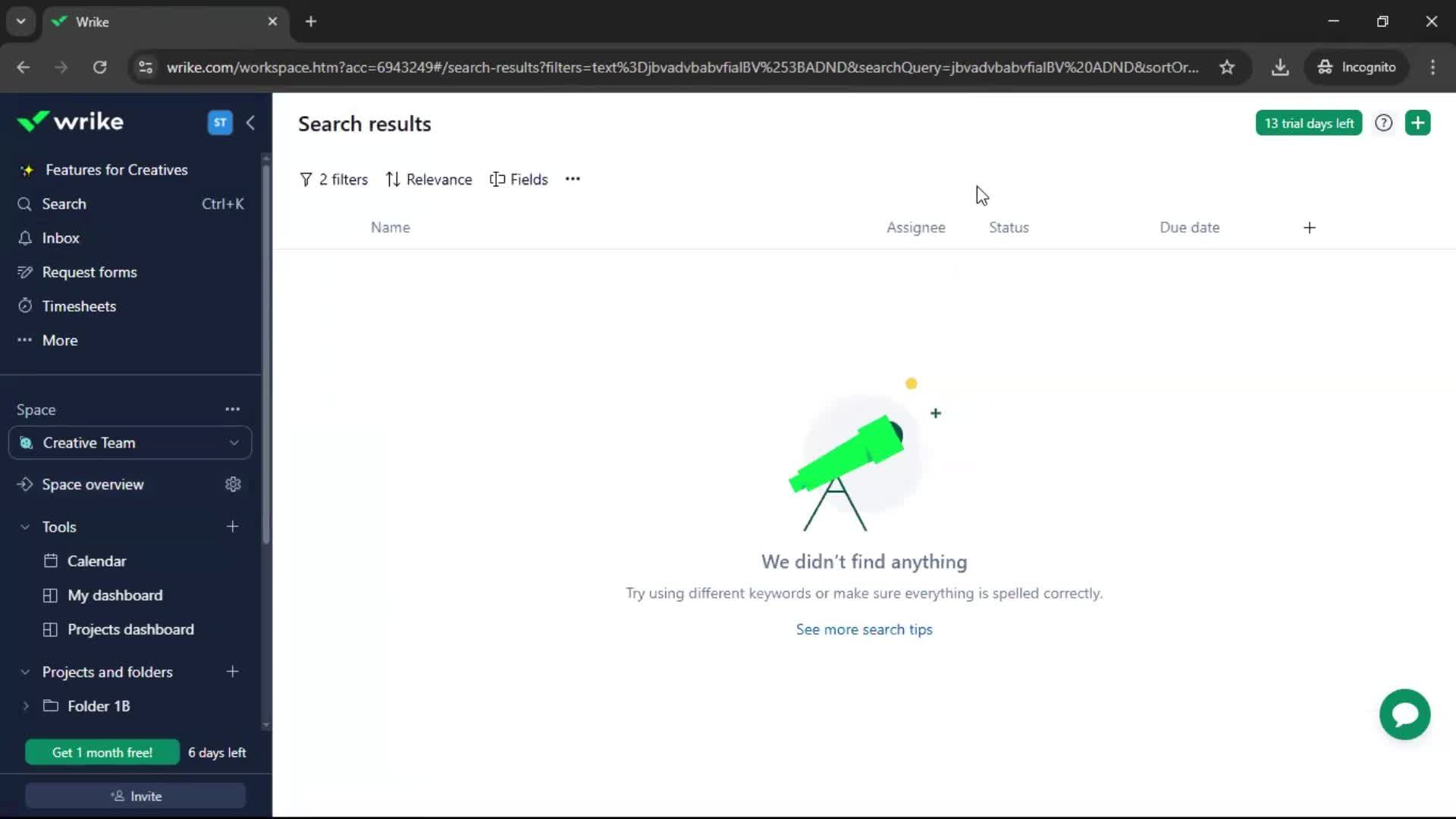 Searching screenshot