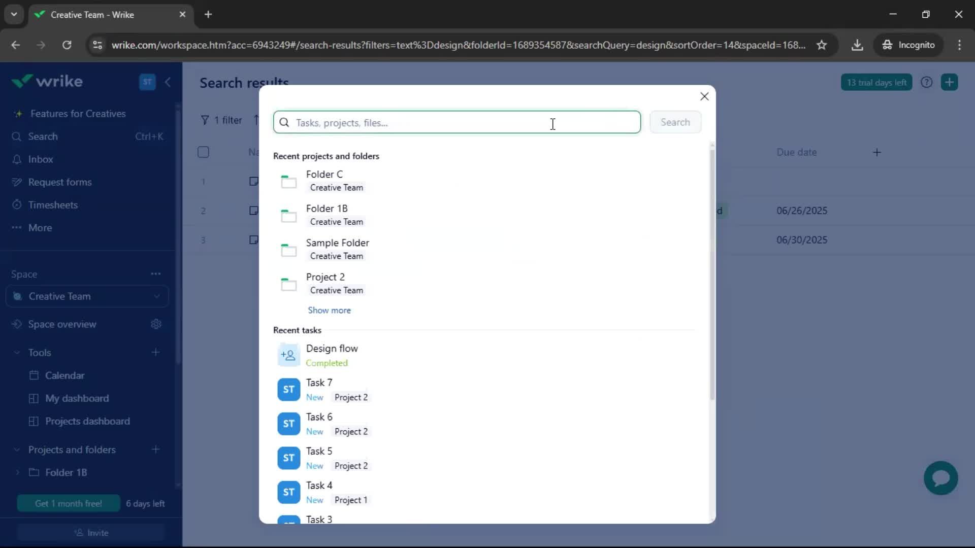Searching screenshot