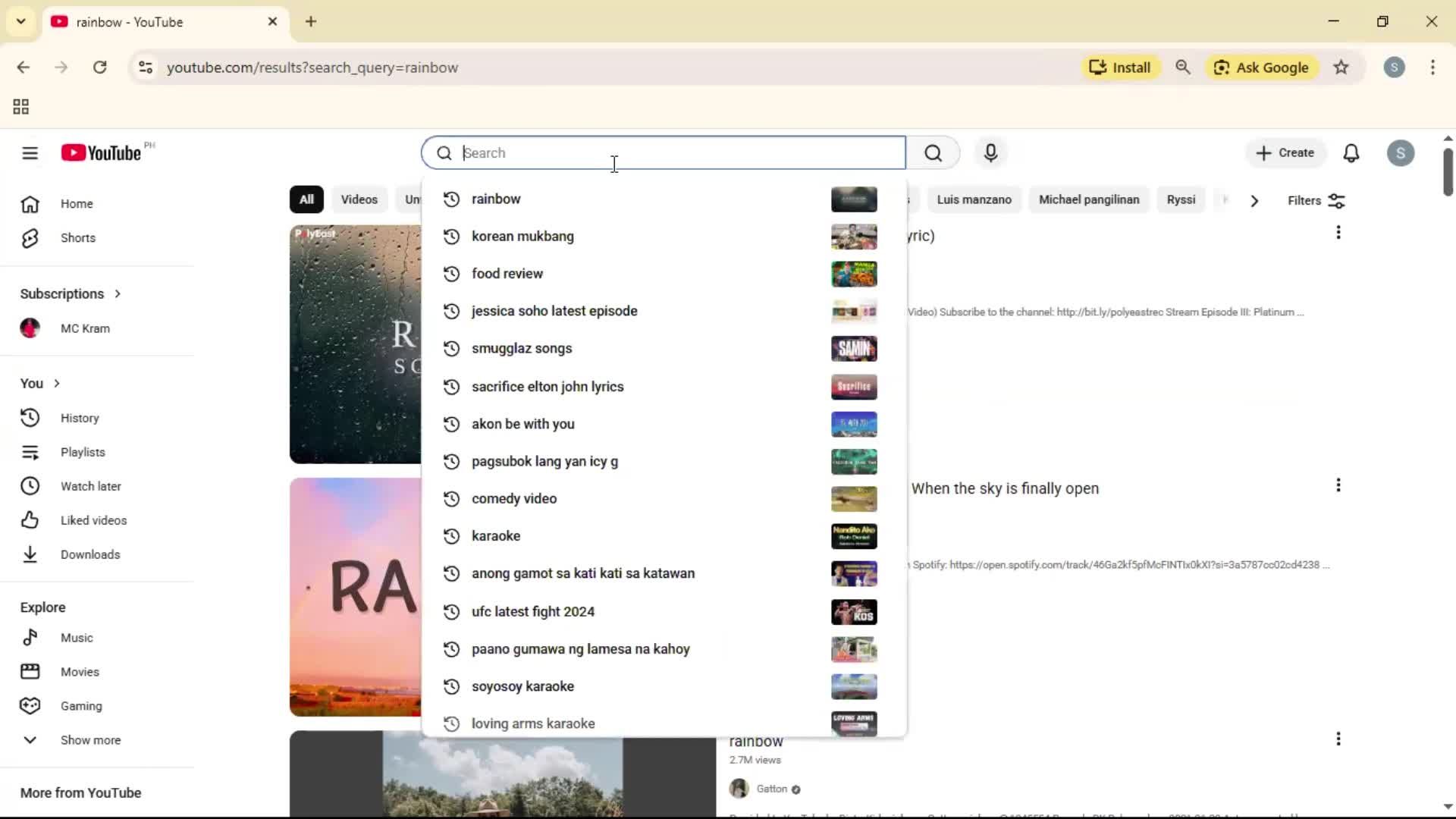 Searching screenshot