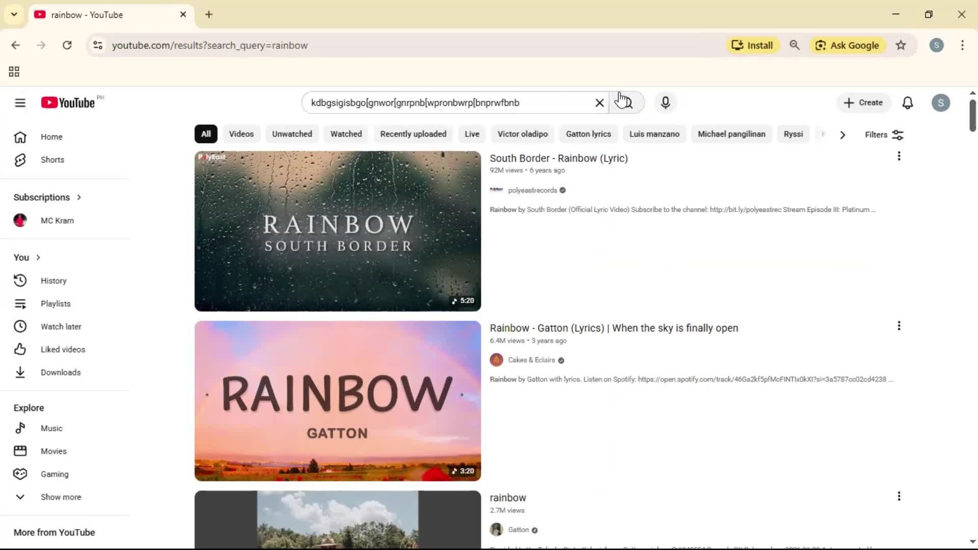 Searching screenshot