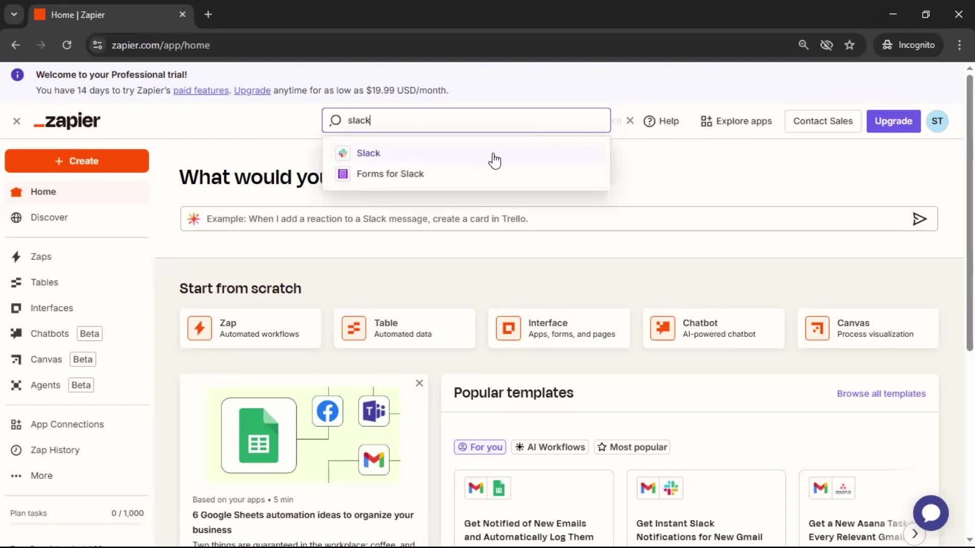 Searching screenshot