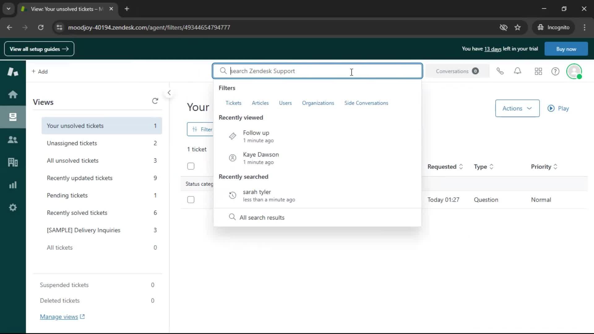 Searching screenshot