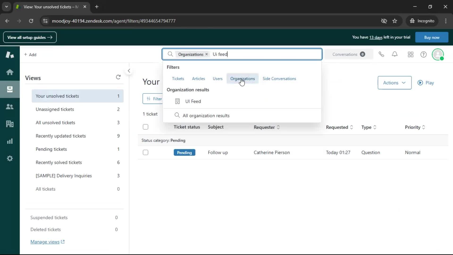 Searching screenshot