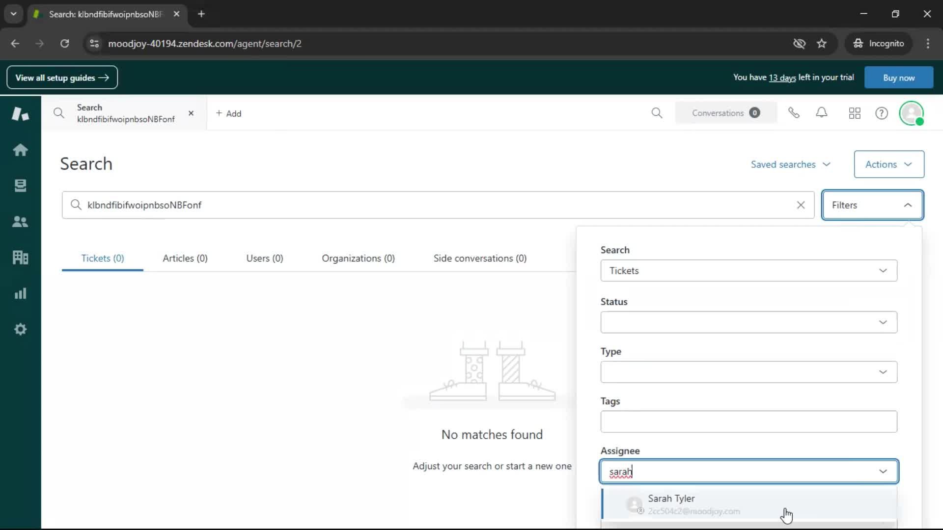 Searching screenshot