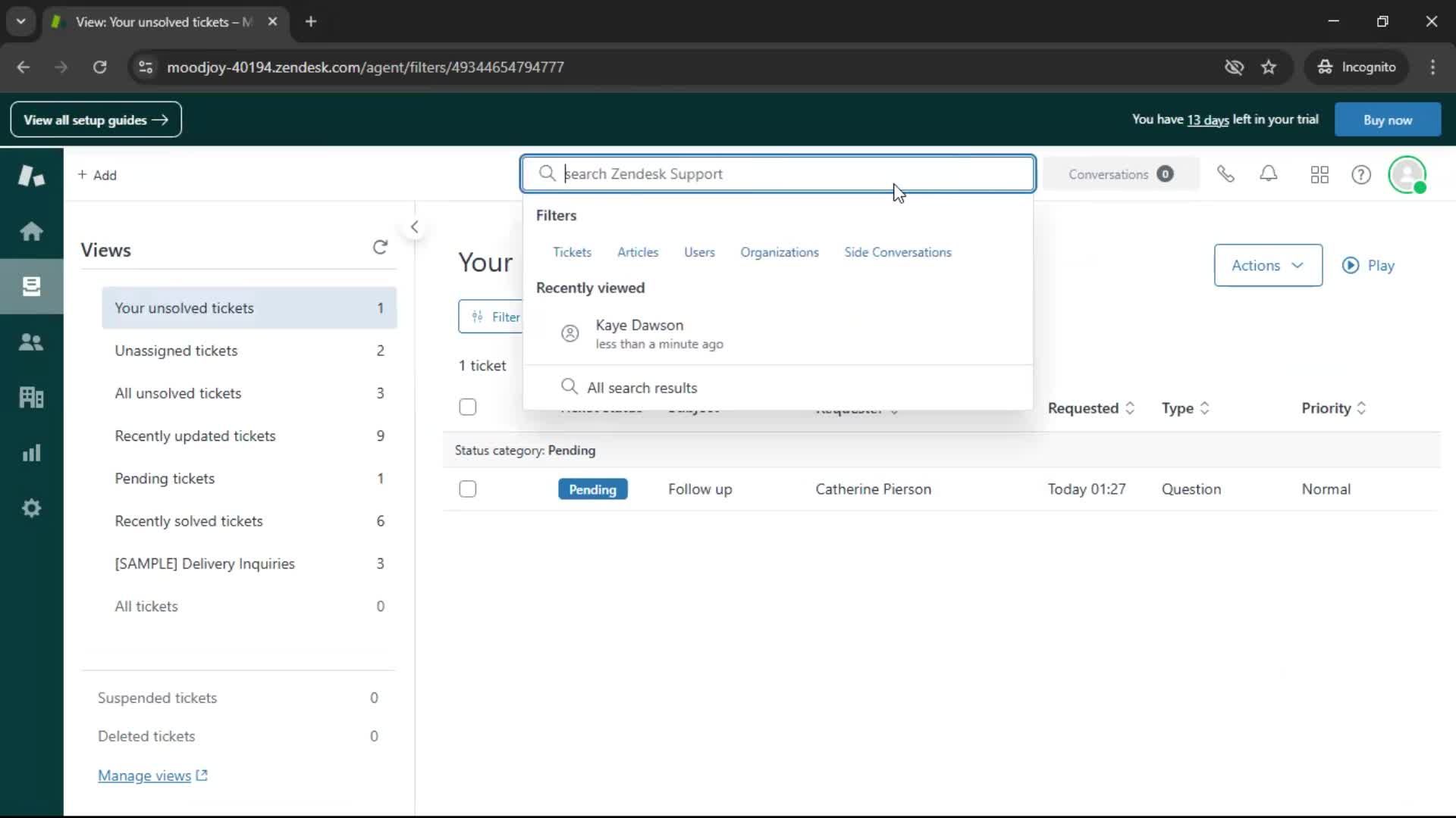 Searching screenshot