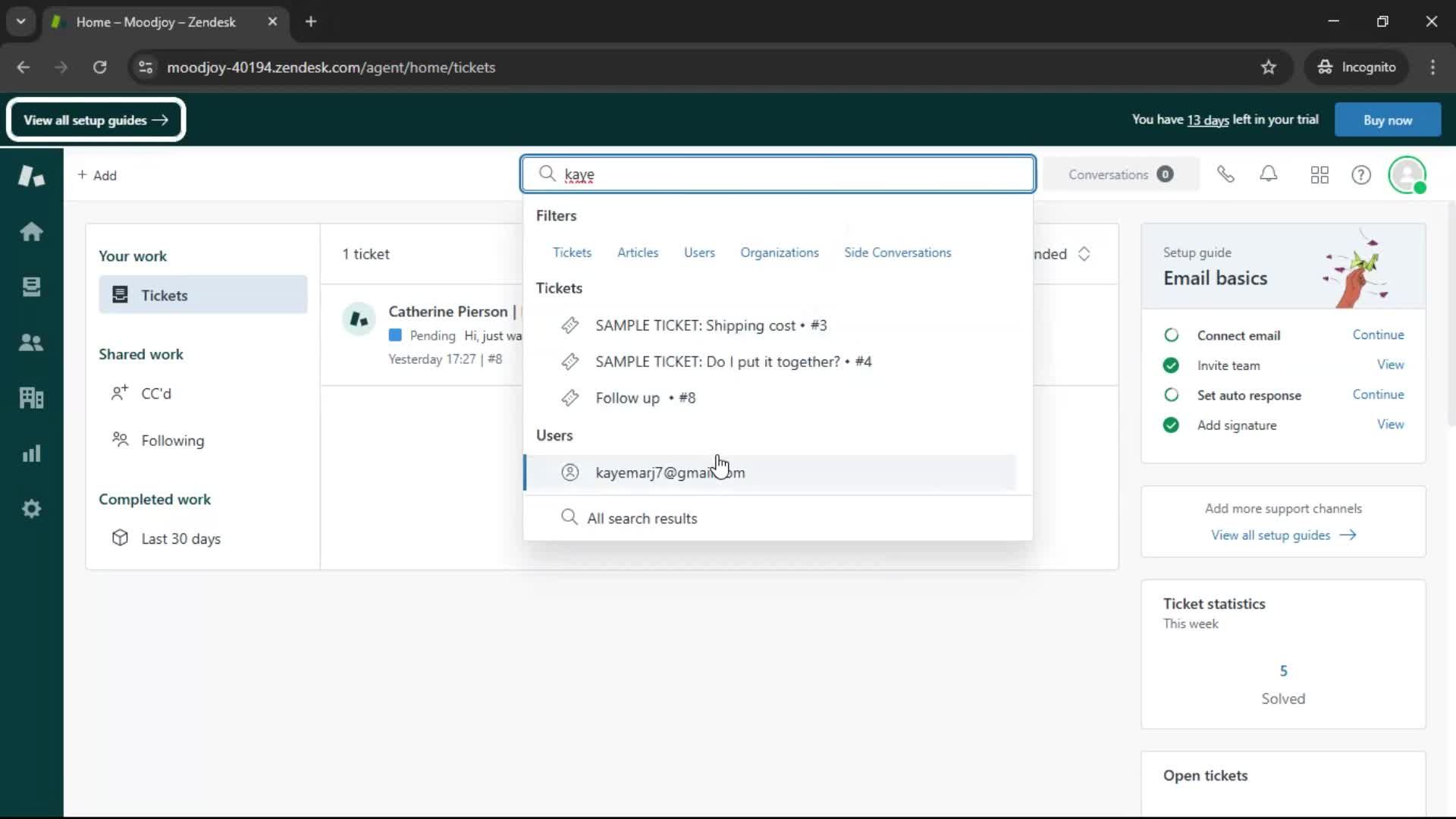 Searching screenshot