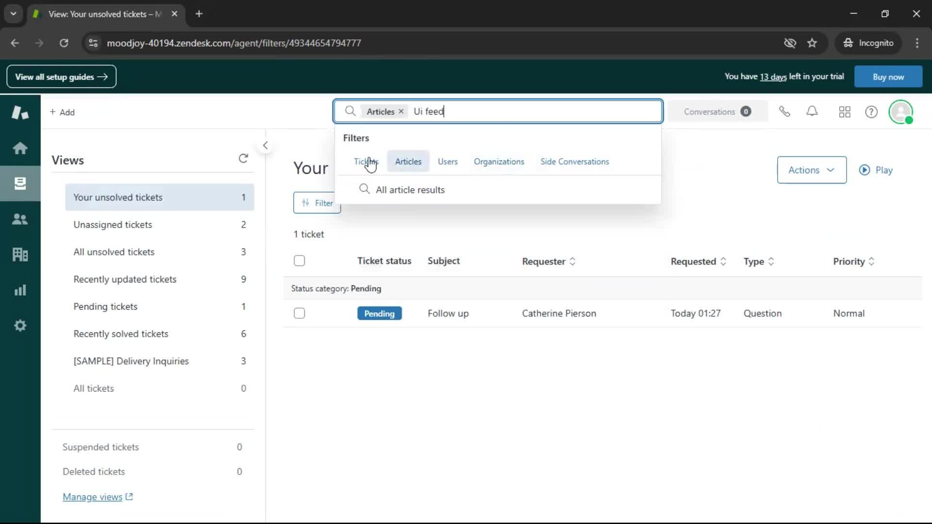 Searching screenshot