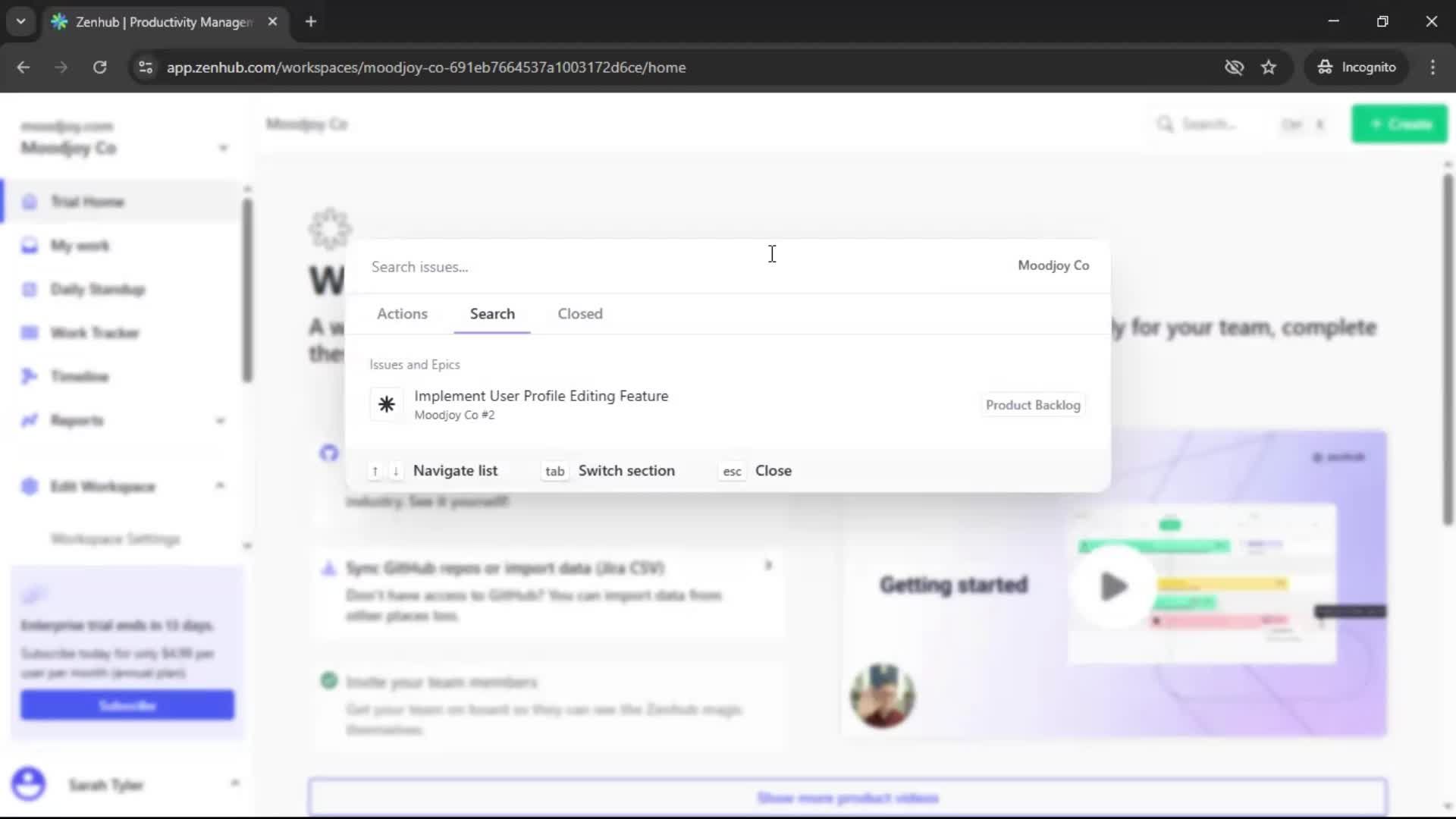 Searching screenshot