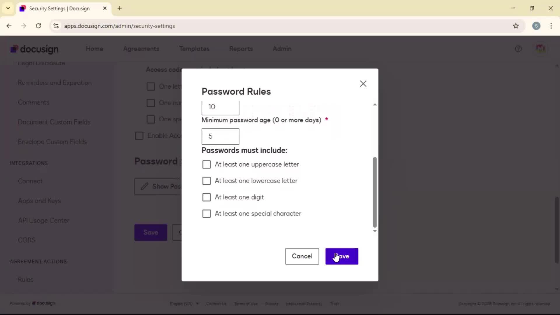 Security settings on Docusign video thumbnail